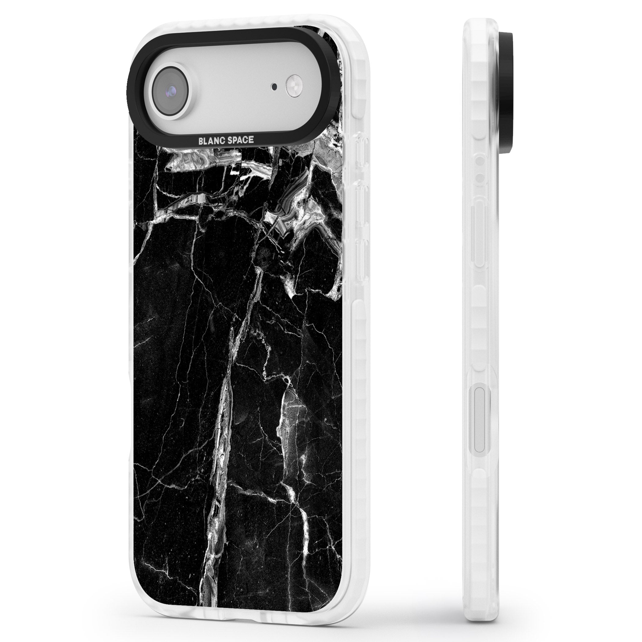 Black Onyx Marble iPhone 17 Air Impact Clear Phone Case Side Profile