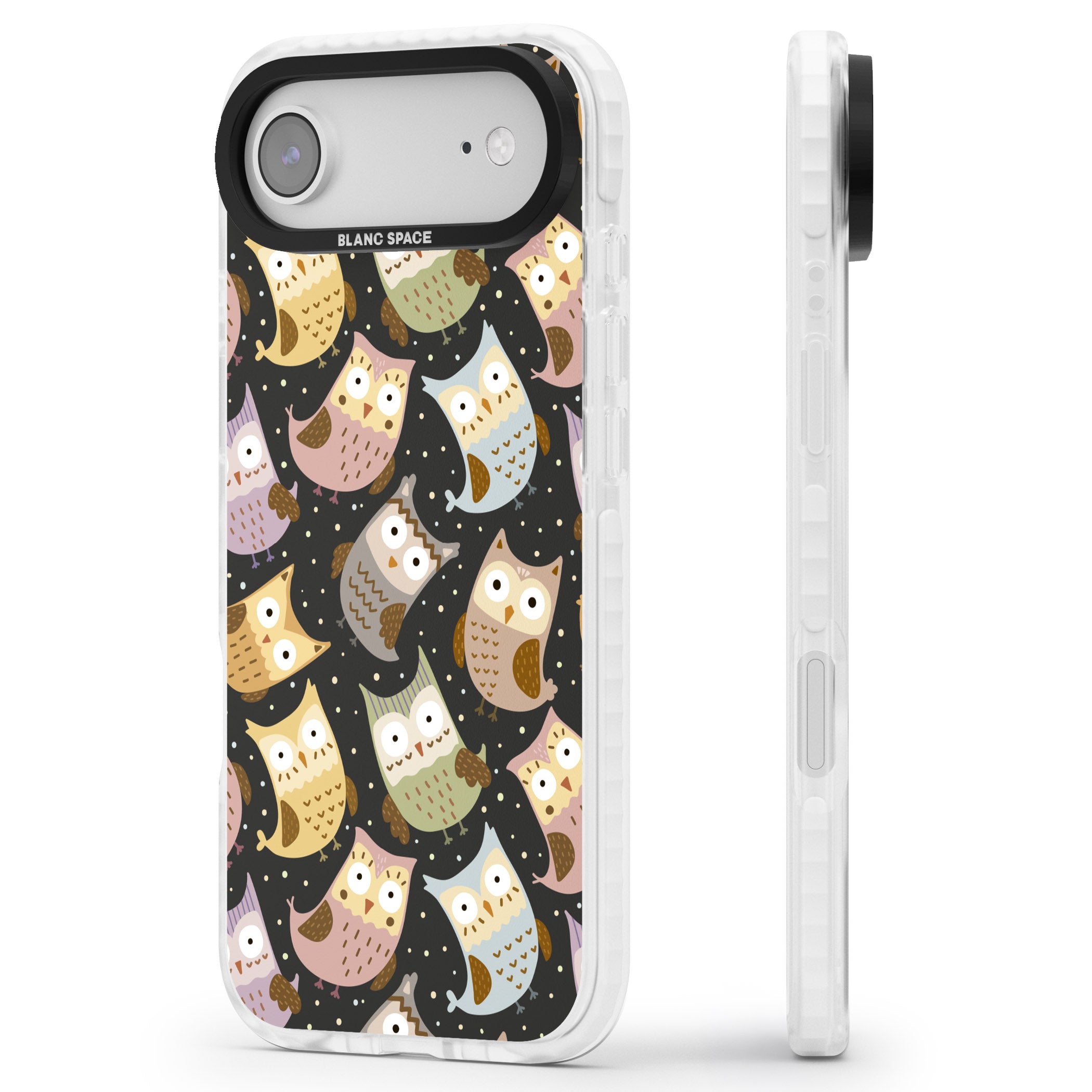 Cute Owl Pattern iPhone 17 Air Impact Clear Phone Case Side Profile