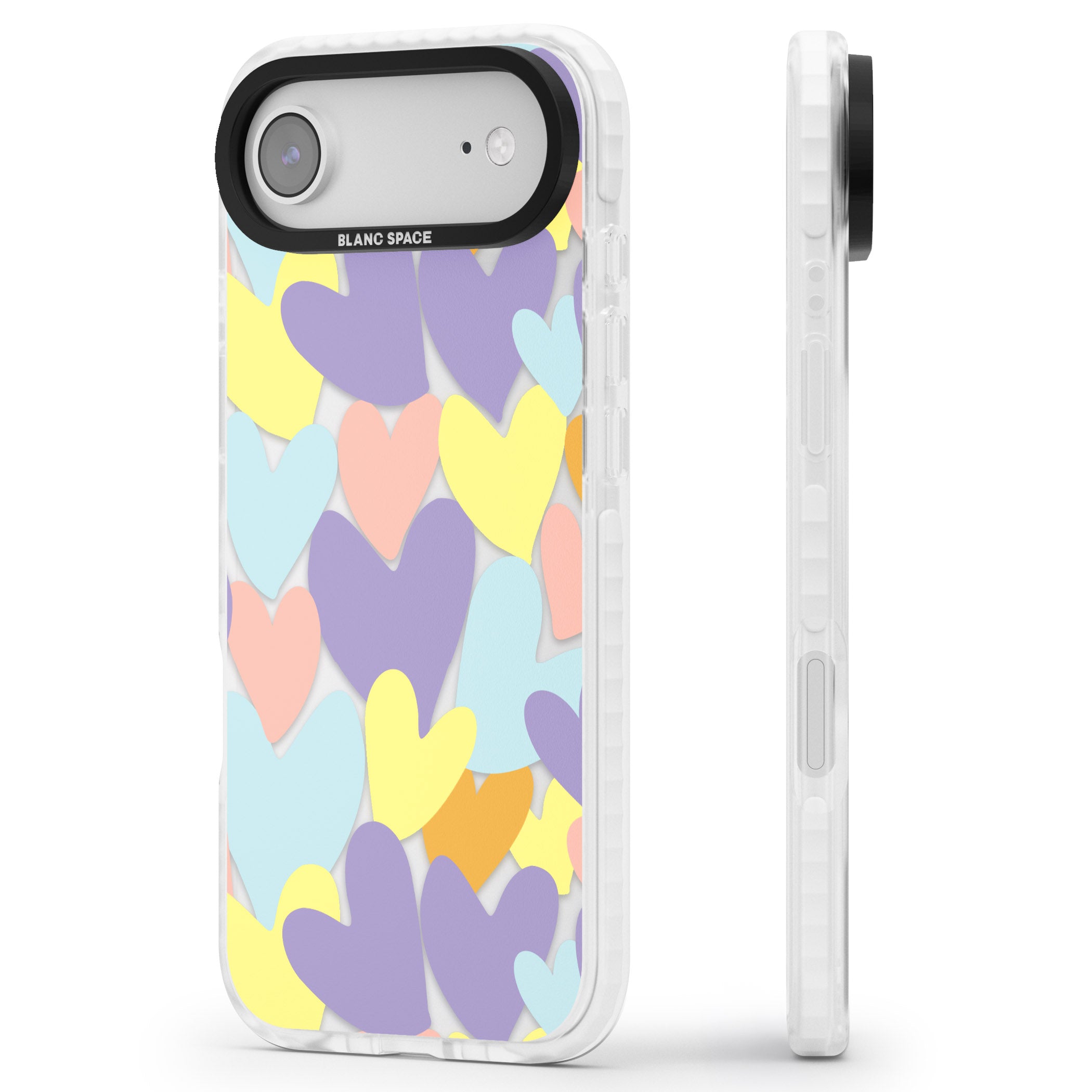 Pastel Hearts iPhone 17 Air Impact Clear Phone Case Side Profile