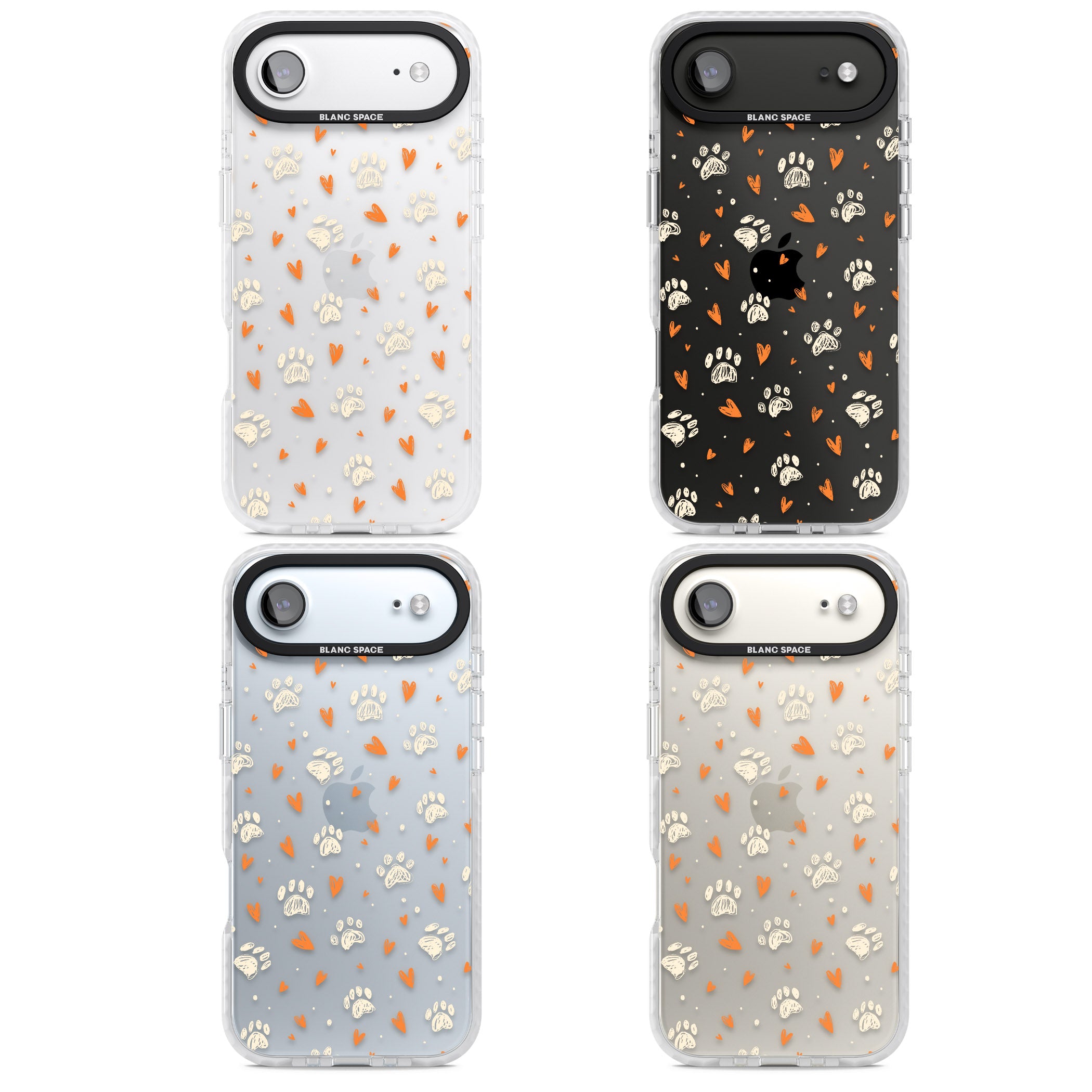 Paws And Hearts Pattern iPhone 17 Air Impact Clear Phone Case APT Impact Protection