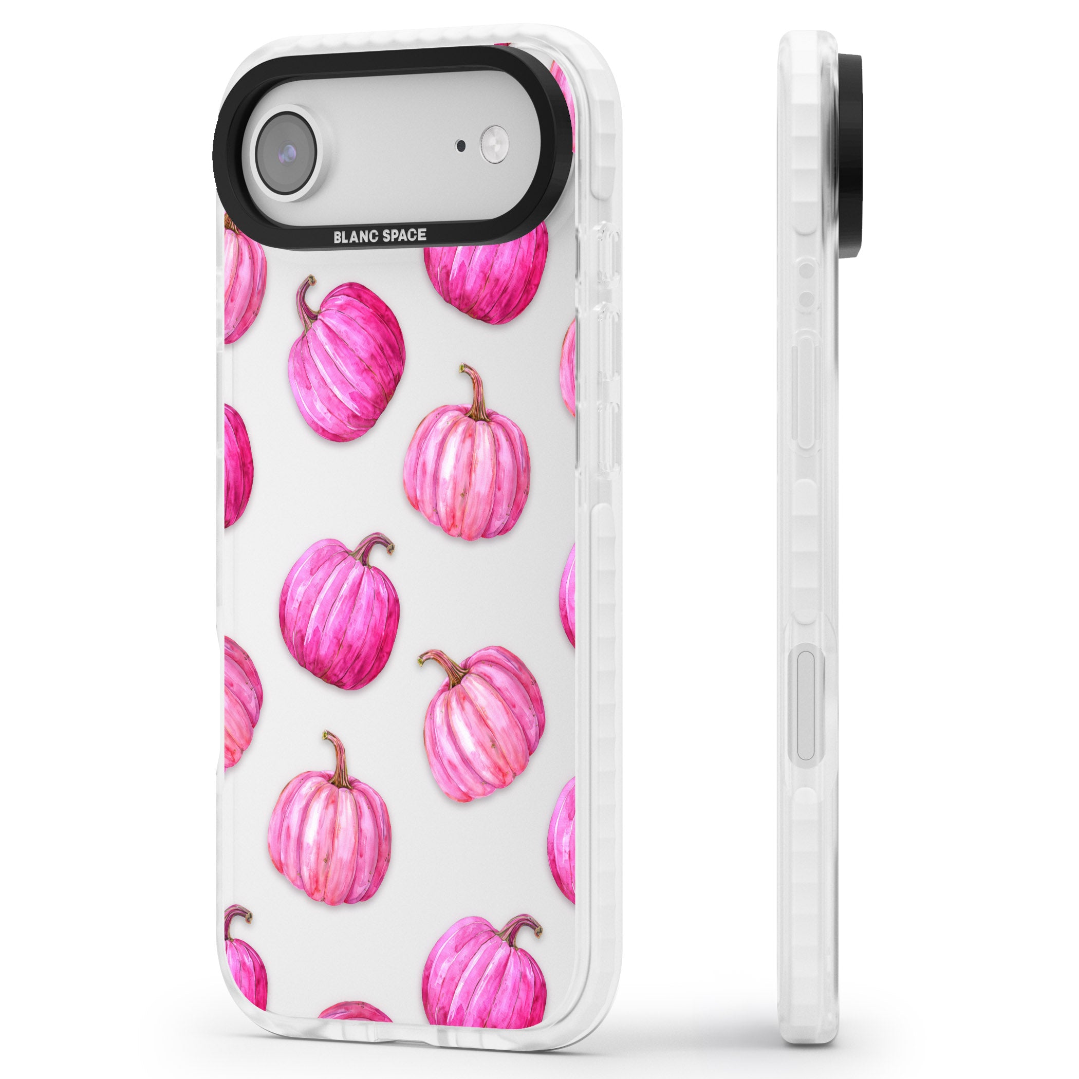 Pink Pumpkins iPhone 17 Air Impact Clear Phone Case Side Profile