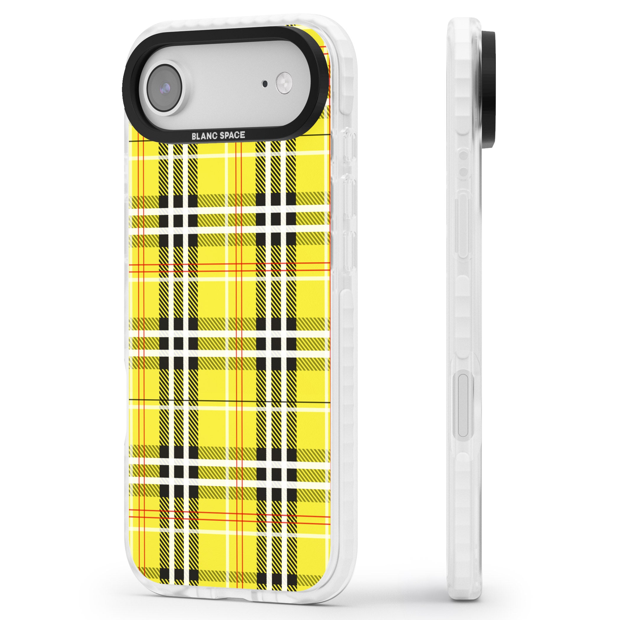 Yellow Plaid iPhone 17 Air Impact Clear Phone Case Side Profile