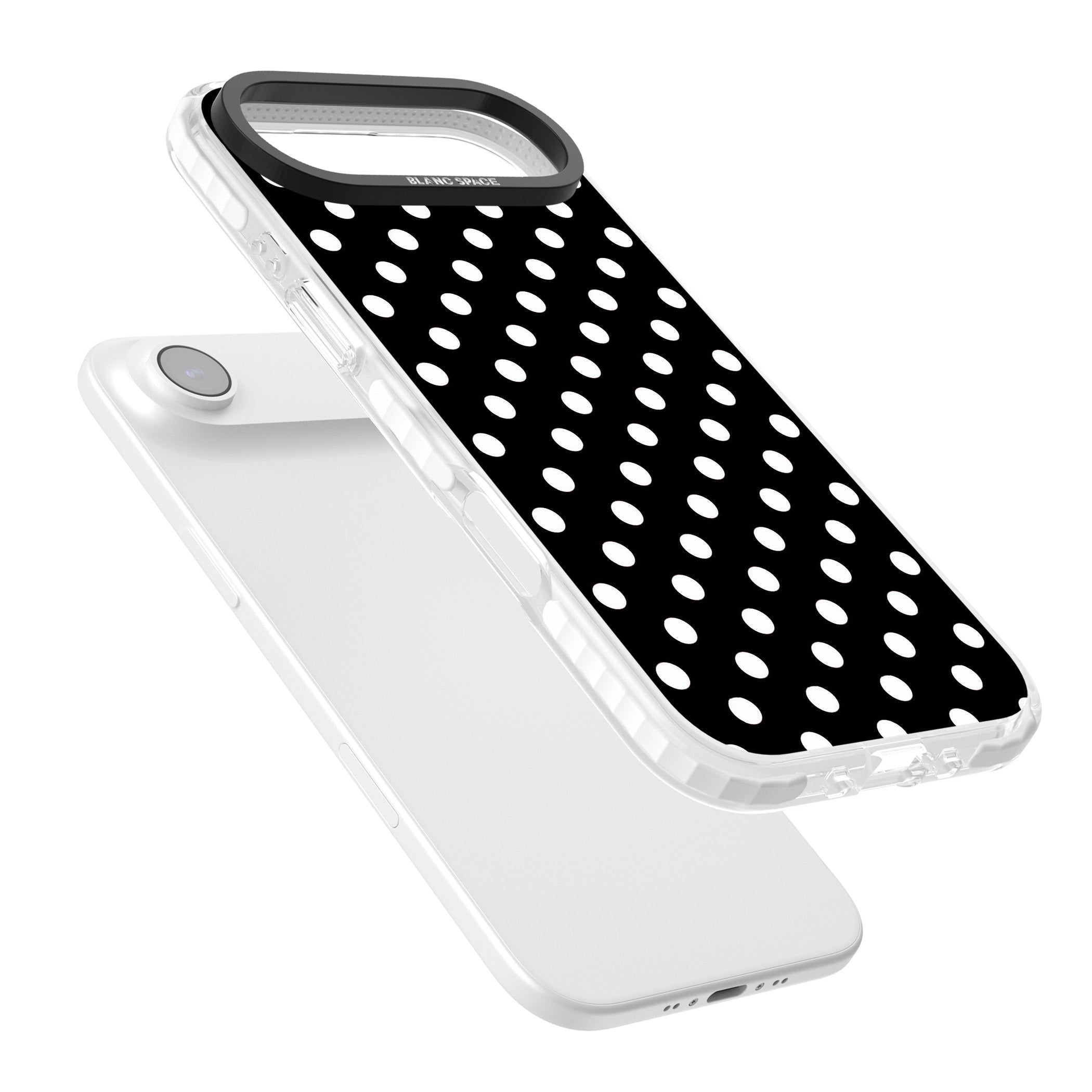 Designer Chic Black Polka Dot iPhone 17 Air Impact Clear Phone Case Colours