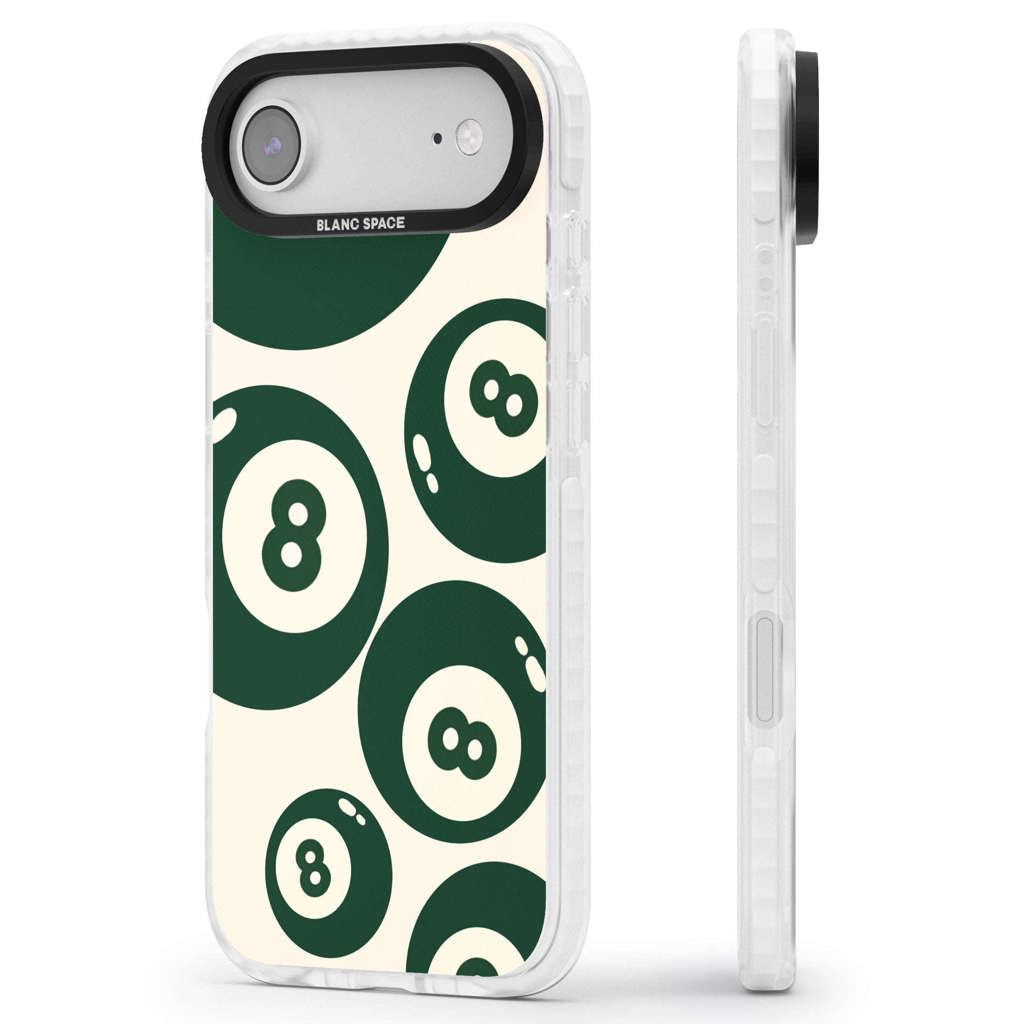 Green Eight Balls iPhone 17 Air Impact Clear Phone Case Side Profile