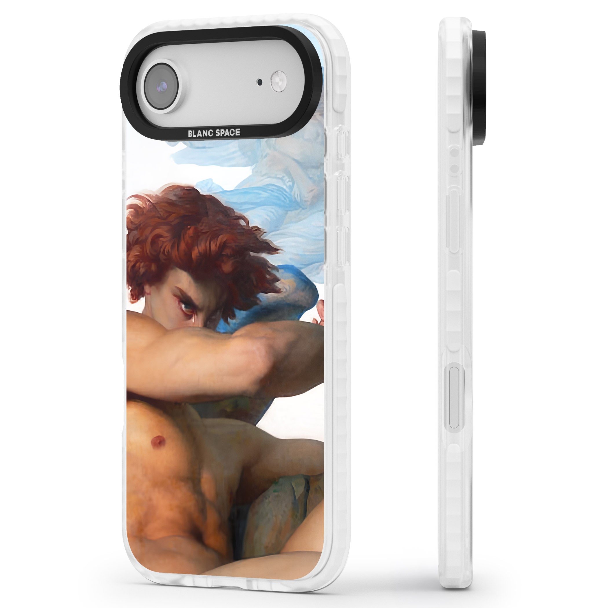 The Fallen Angel iPhone 17 Air Impact Clear Phone Case Side Profile