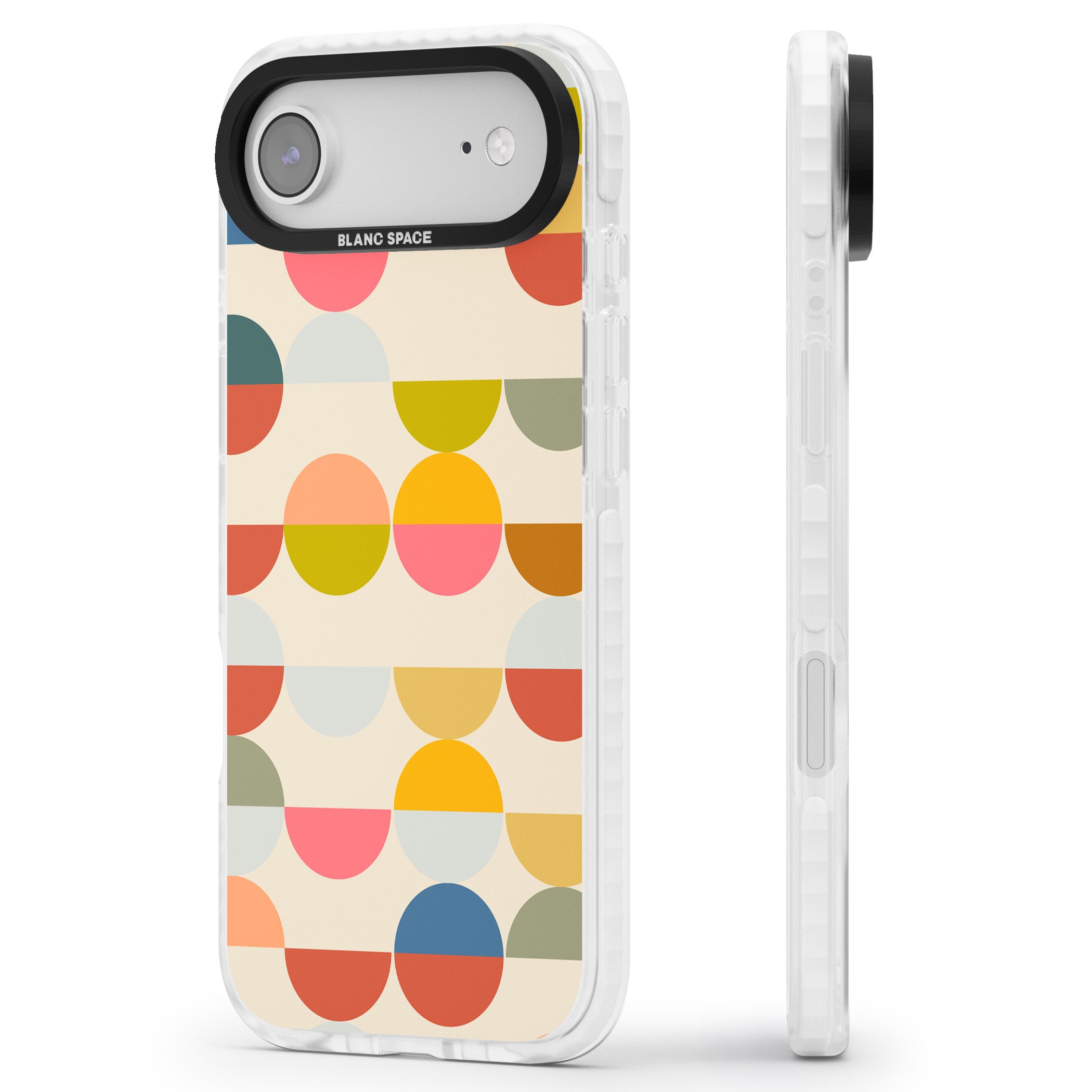 Colorful Retro Circles iPhone 17 Air Impact Clear Phone Case Side Profile