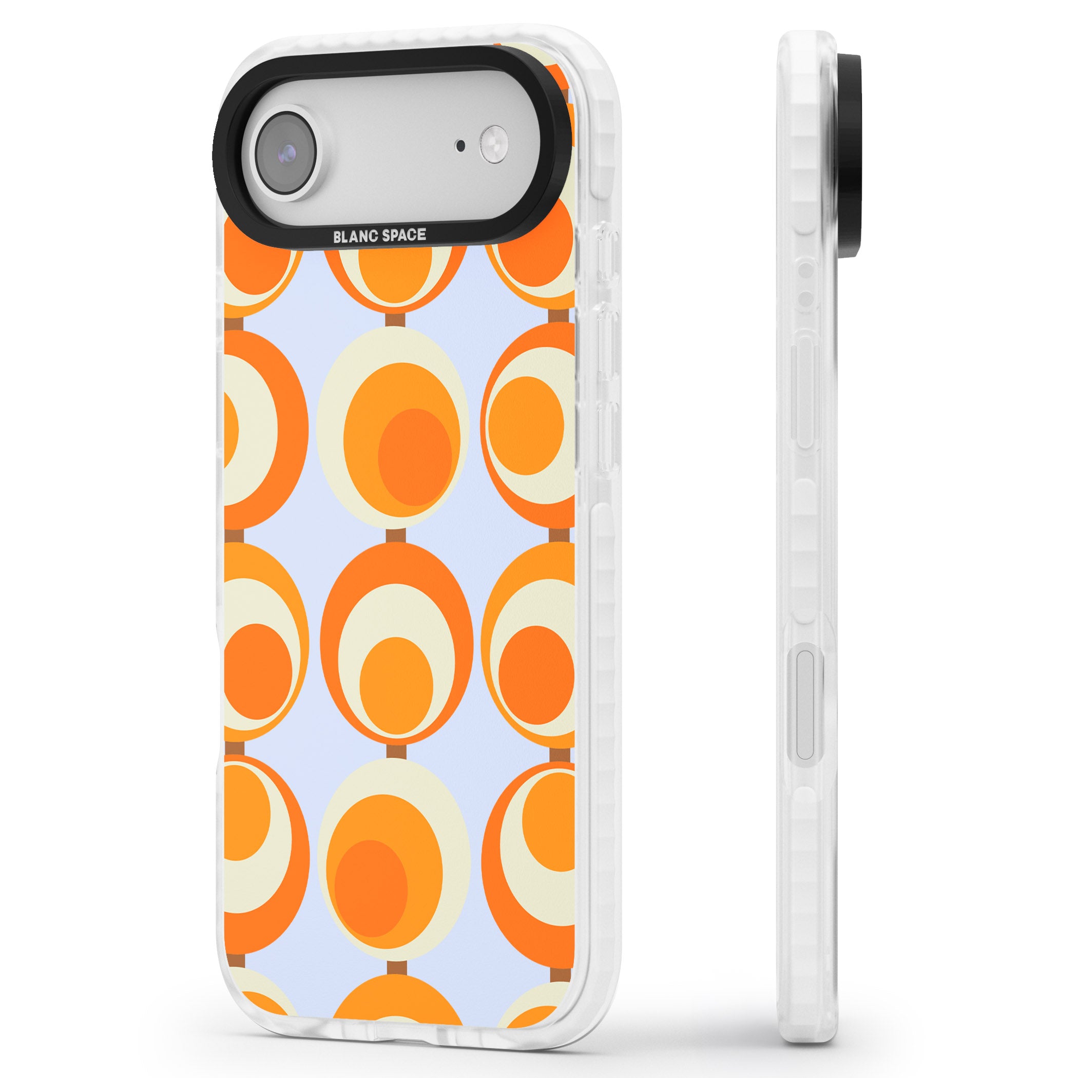 Mid Century Blue Orange Pattern iPhone 17 Air Impact Clear Phone Case Side Profile