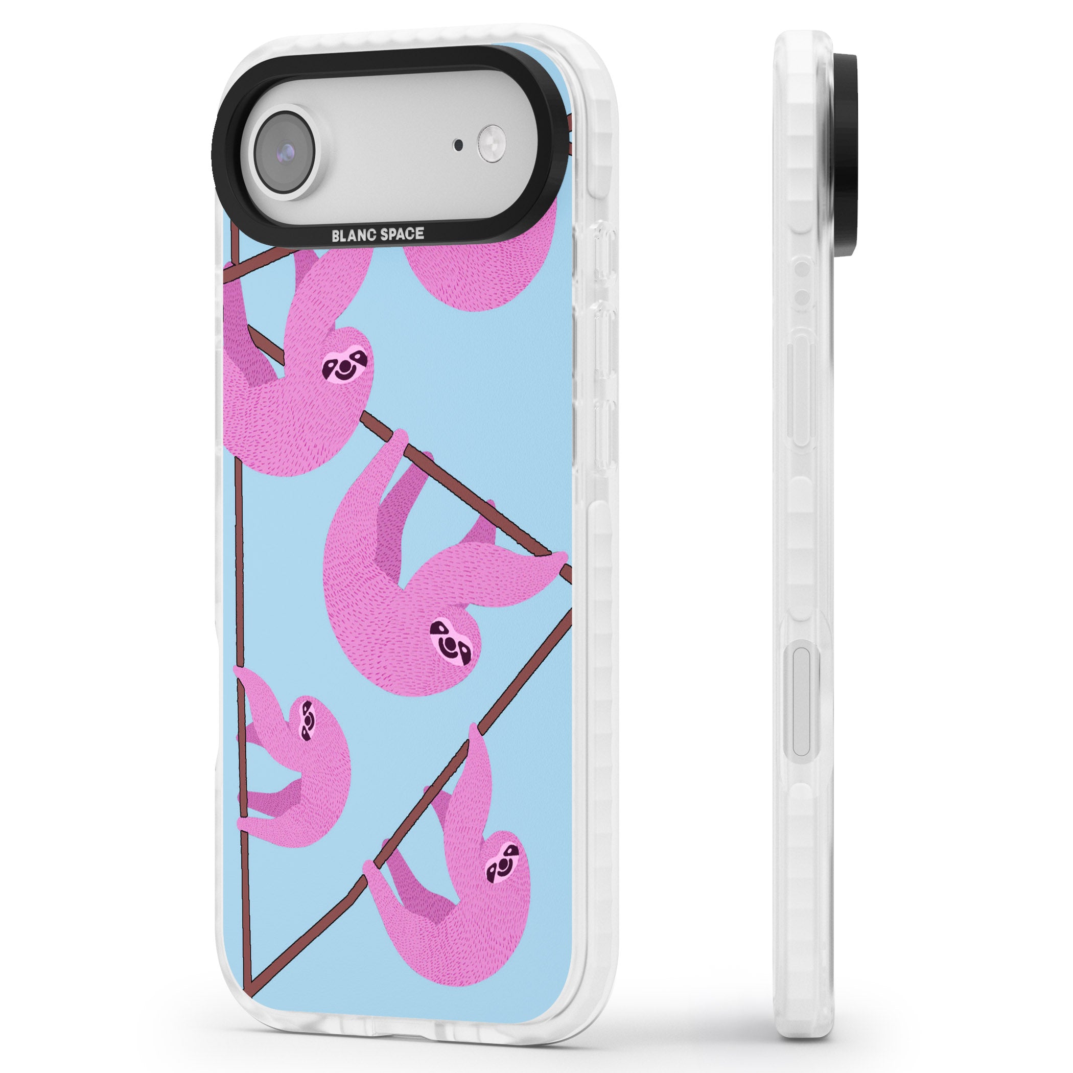 Pink Sloth iPhone 17 Air Impact Clear Phone Case Side Profile