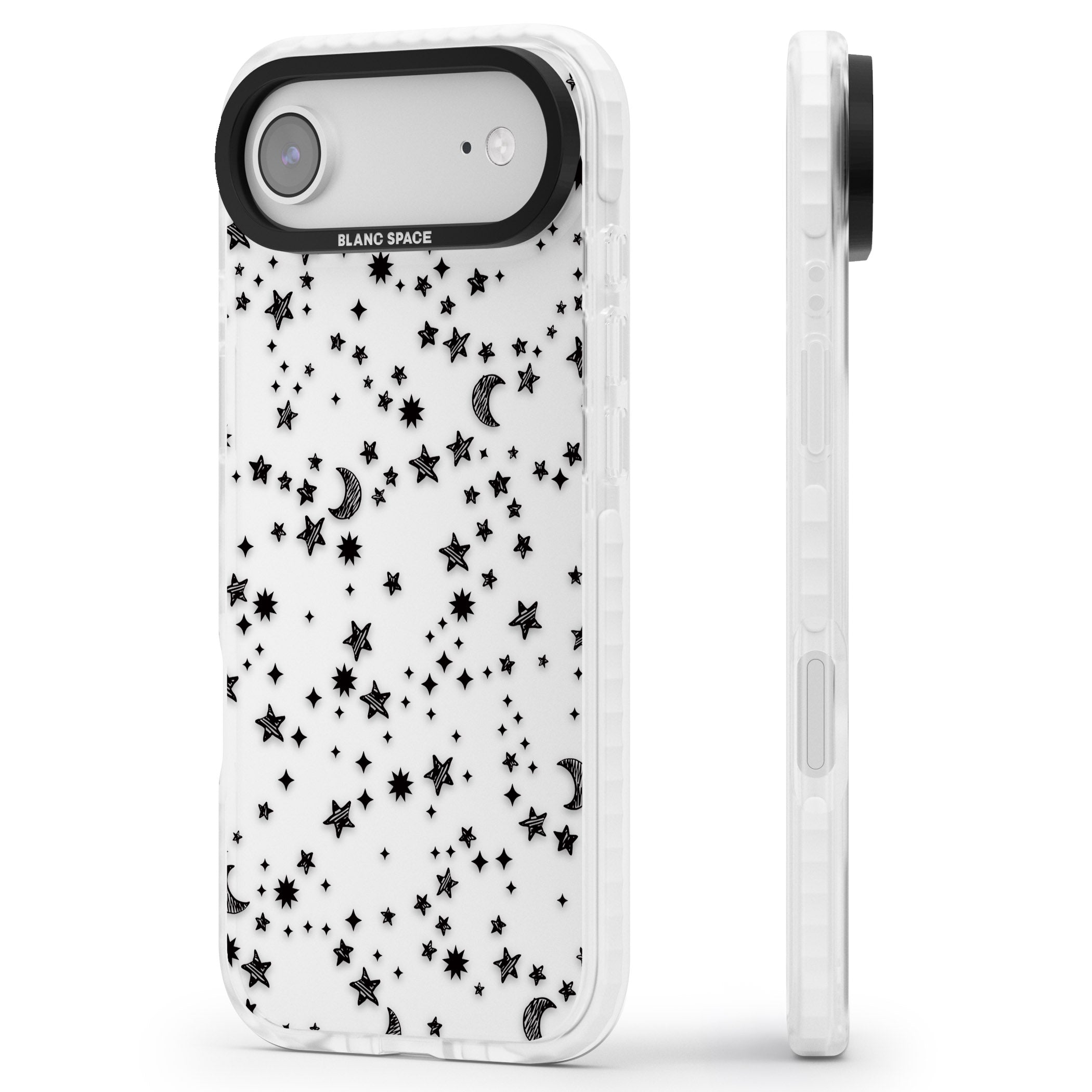Black Cosmic Galaxy Pattern iPhone 17 Air Impact Clear Phone Case Side Profile