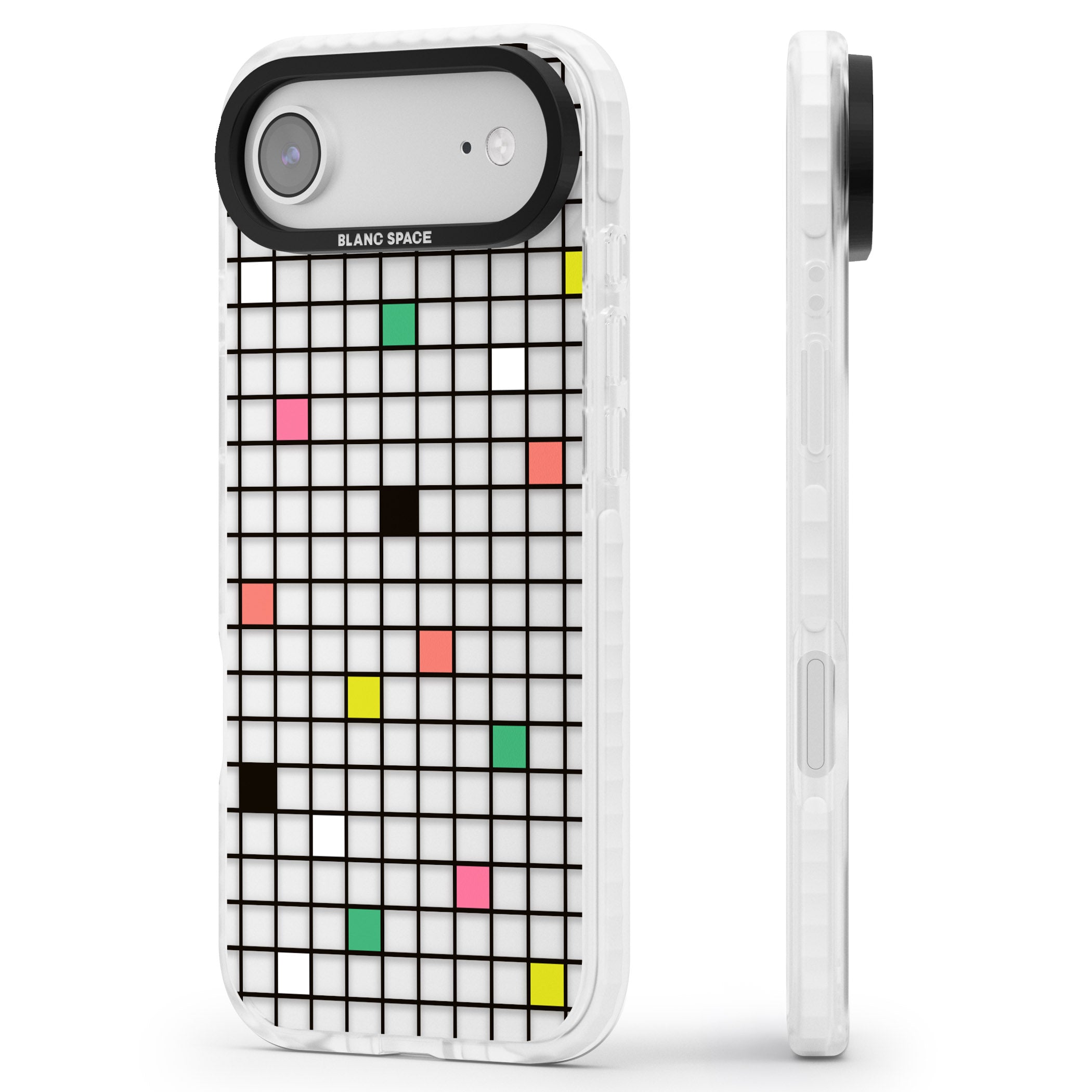 Vibrant Clear Geometric Grid iPhone 17 Air Impact Clear Phone Case Side Profile