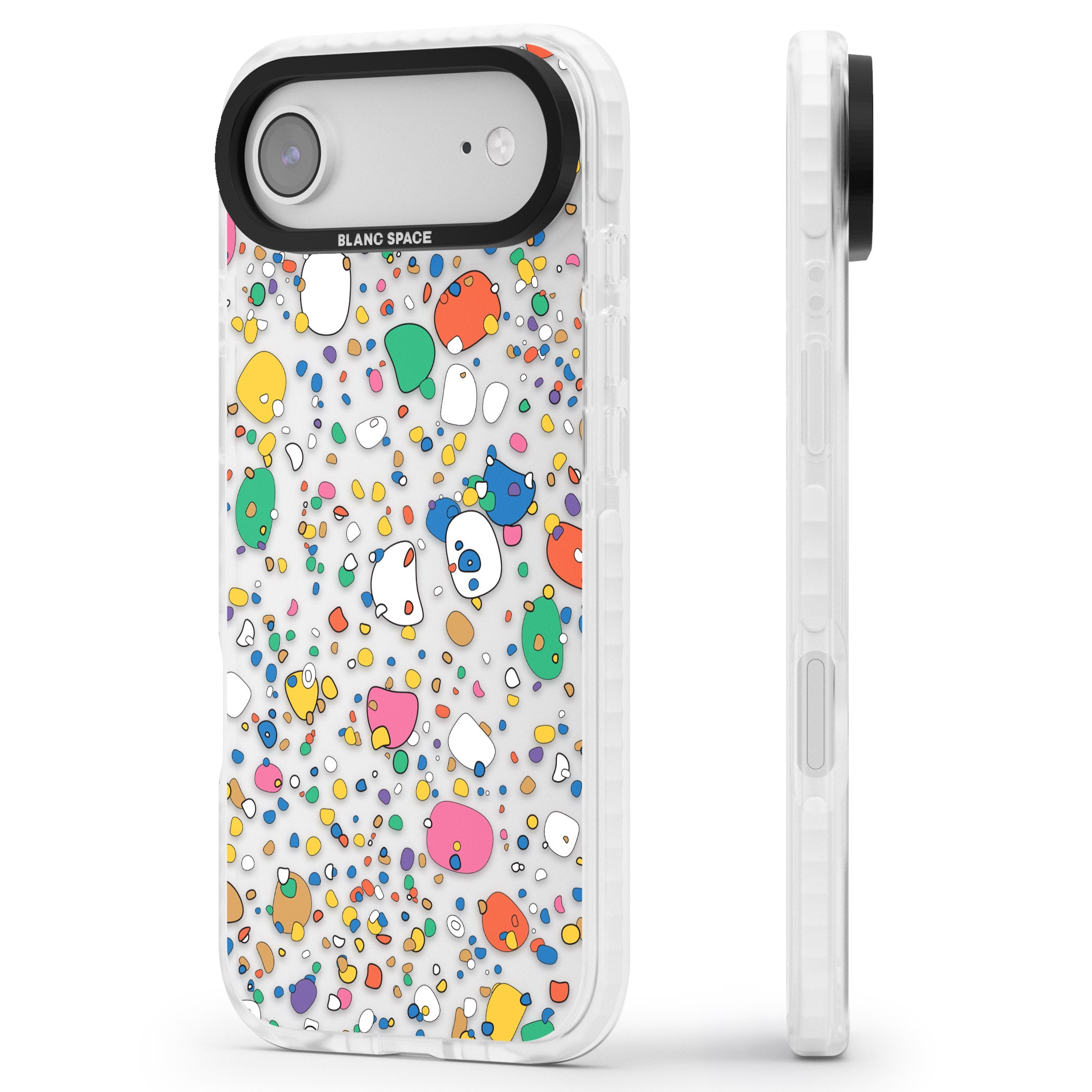 Colourful Confetti Pebbles iPhone 17 Air Impact Clear Phone Case Side Profile