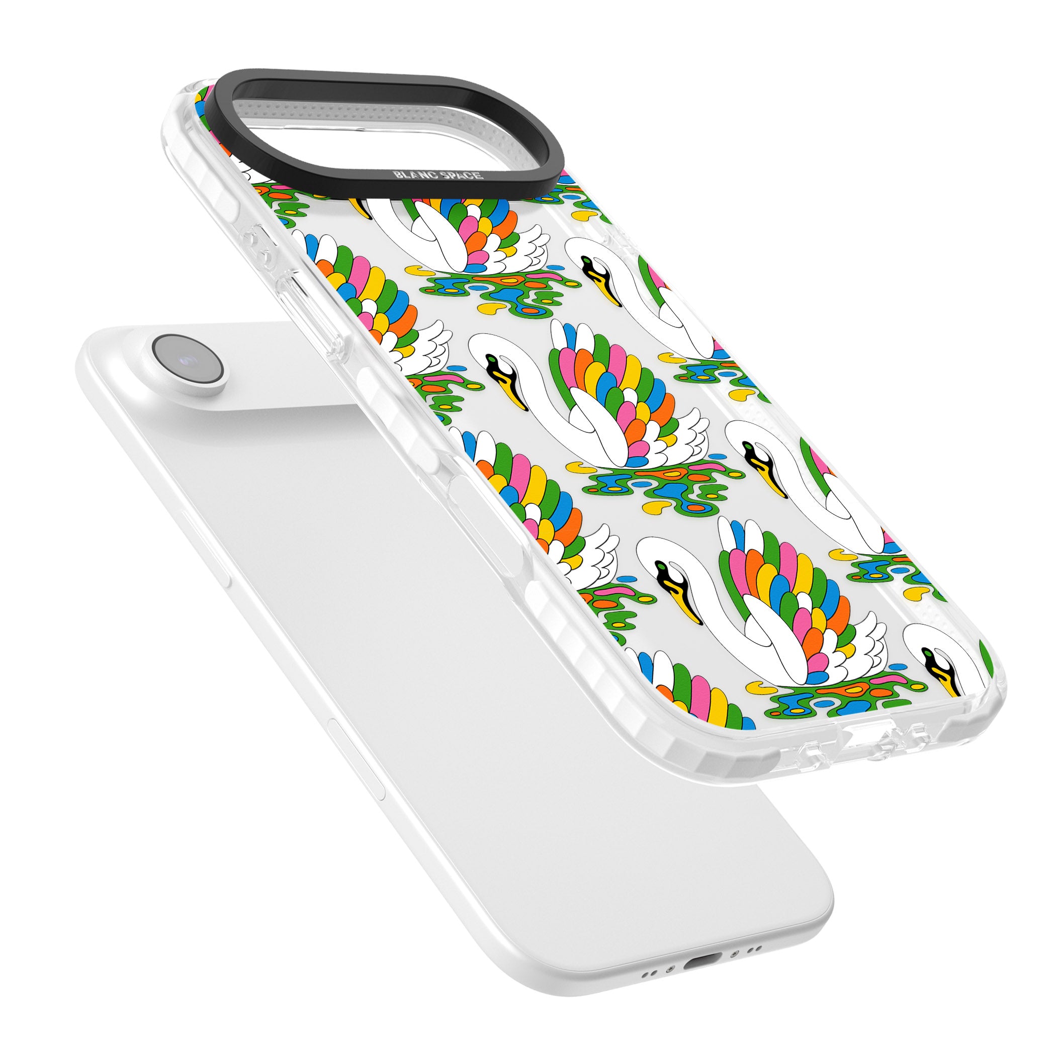 Colourful Swan Pattern iPhone 17 Air Impact Clear Phone Case Colours