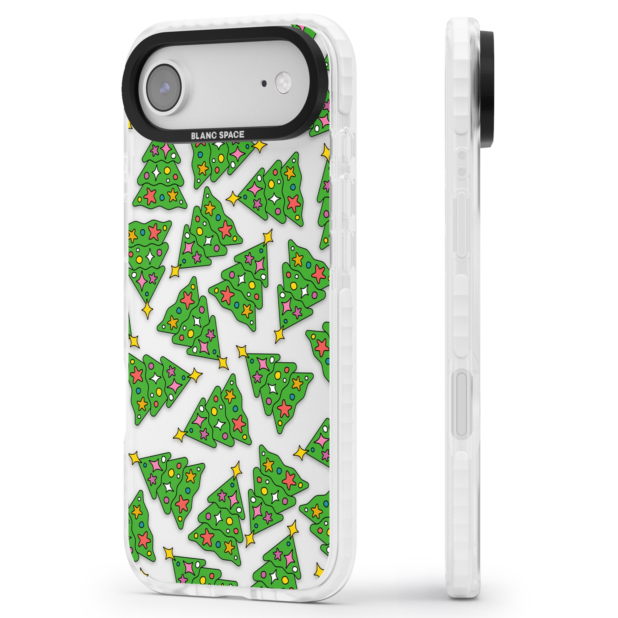 Christmas Tree Pattern iPhone 17 Air Impact Clear Phone Case Side Profile