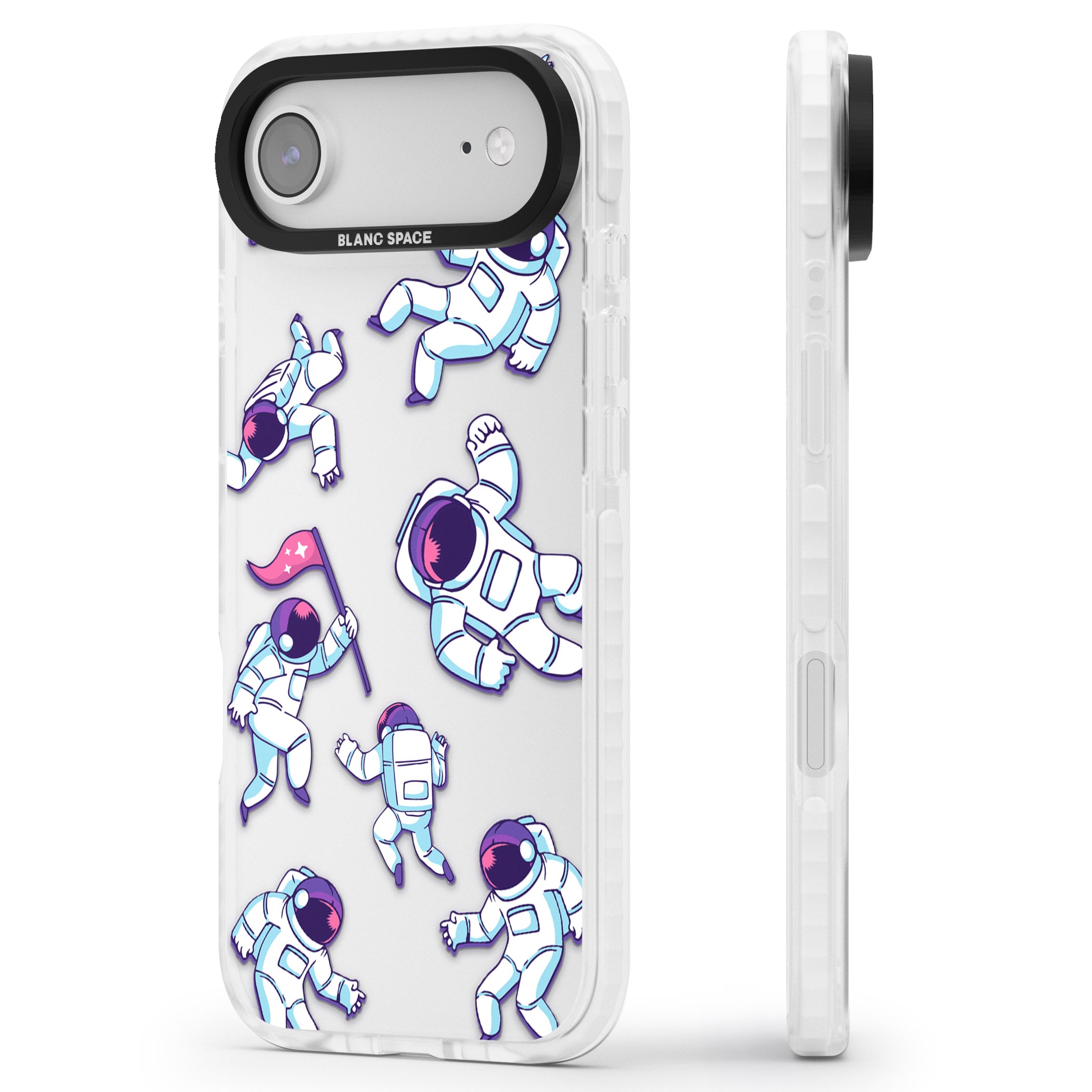 Astronaut Pattern iPhone 17 Air Impact Clear Phone Case Side Profile