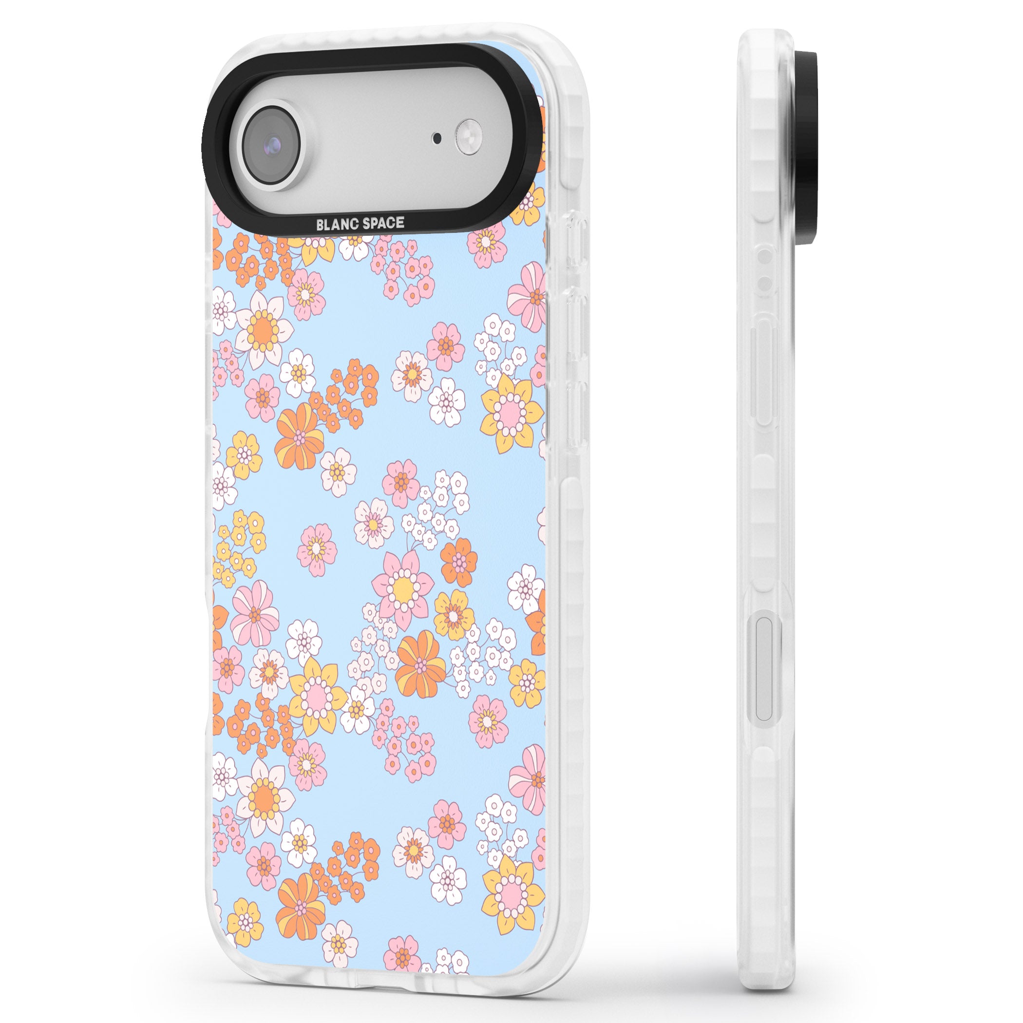 Lake Blue Flower Mix iPhone 17 Air Impact Clear Phone Case Side Profile