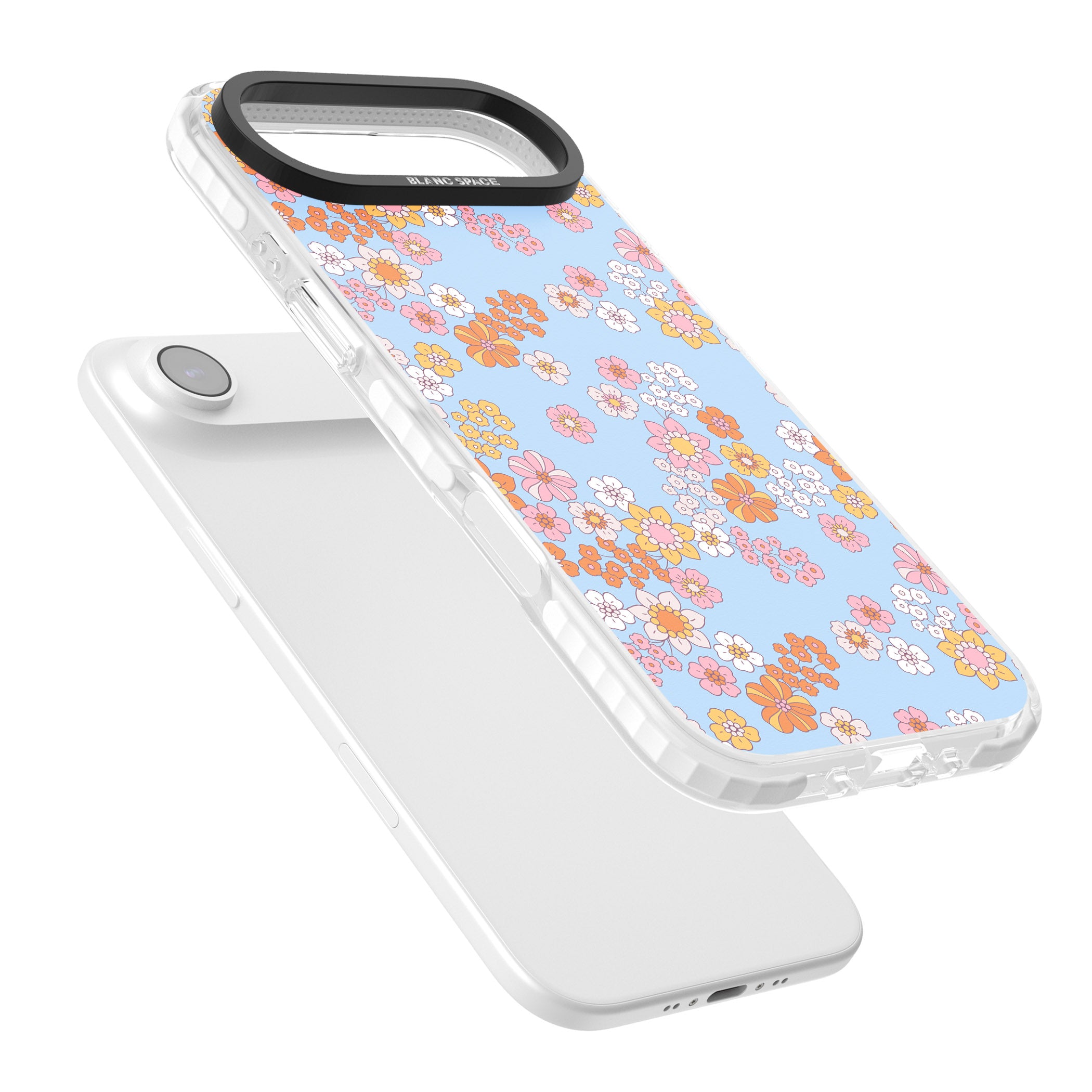Lake Blue Flower Mix iPhone 17 Air Impact Clear Phone Case Colours