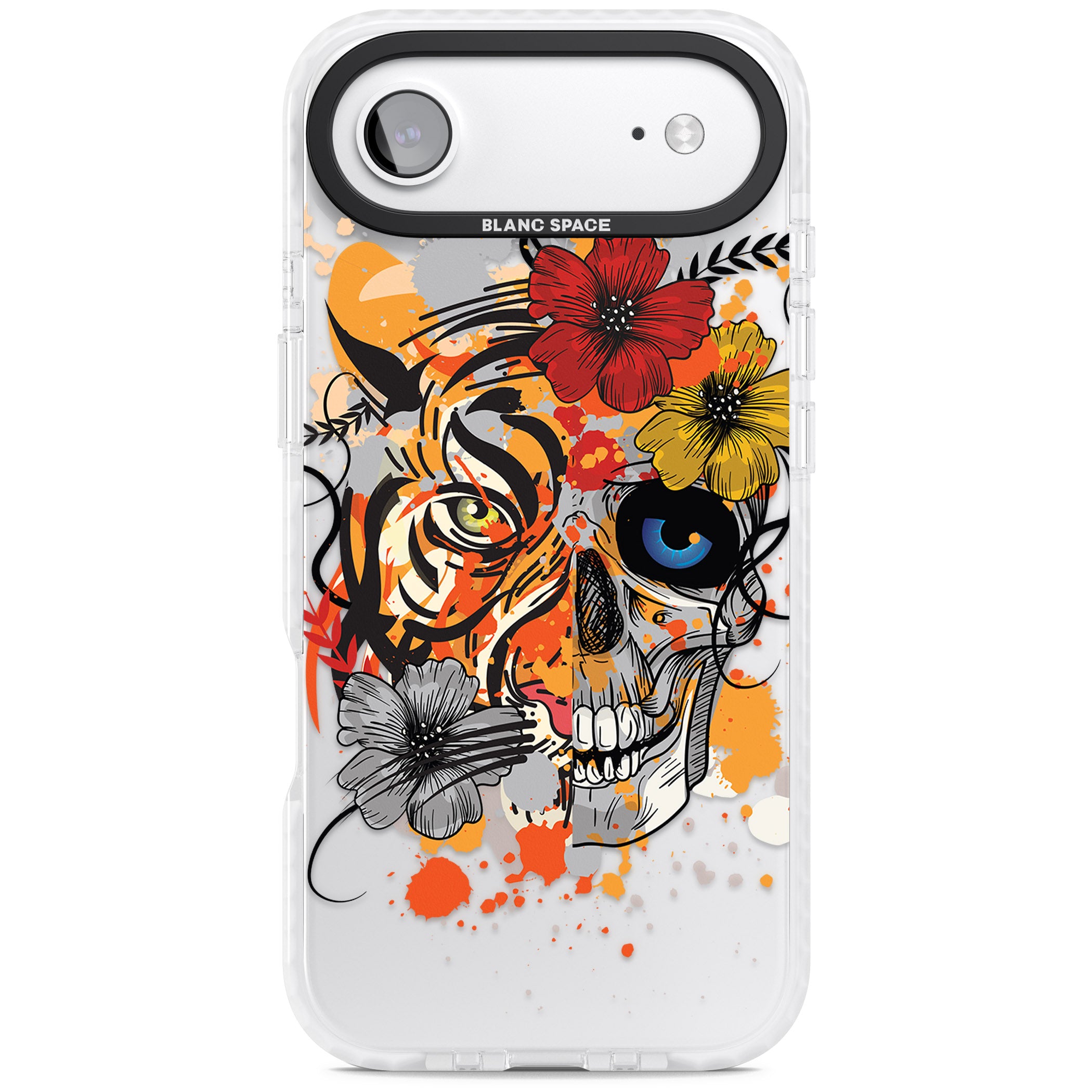 Sugar Skull Tiger Floral iPhone 17 Air Impact Clear Phone Case