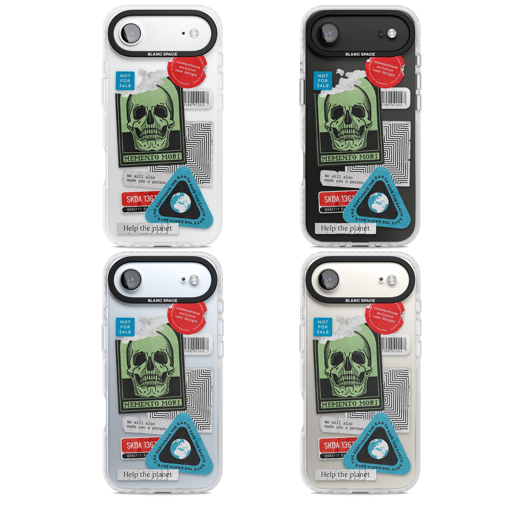 Skull Sticker Mix iPhone 17 Air Impact Clear Phone Case APT Impact Protection
