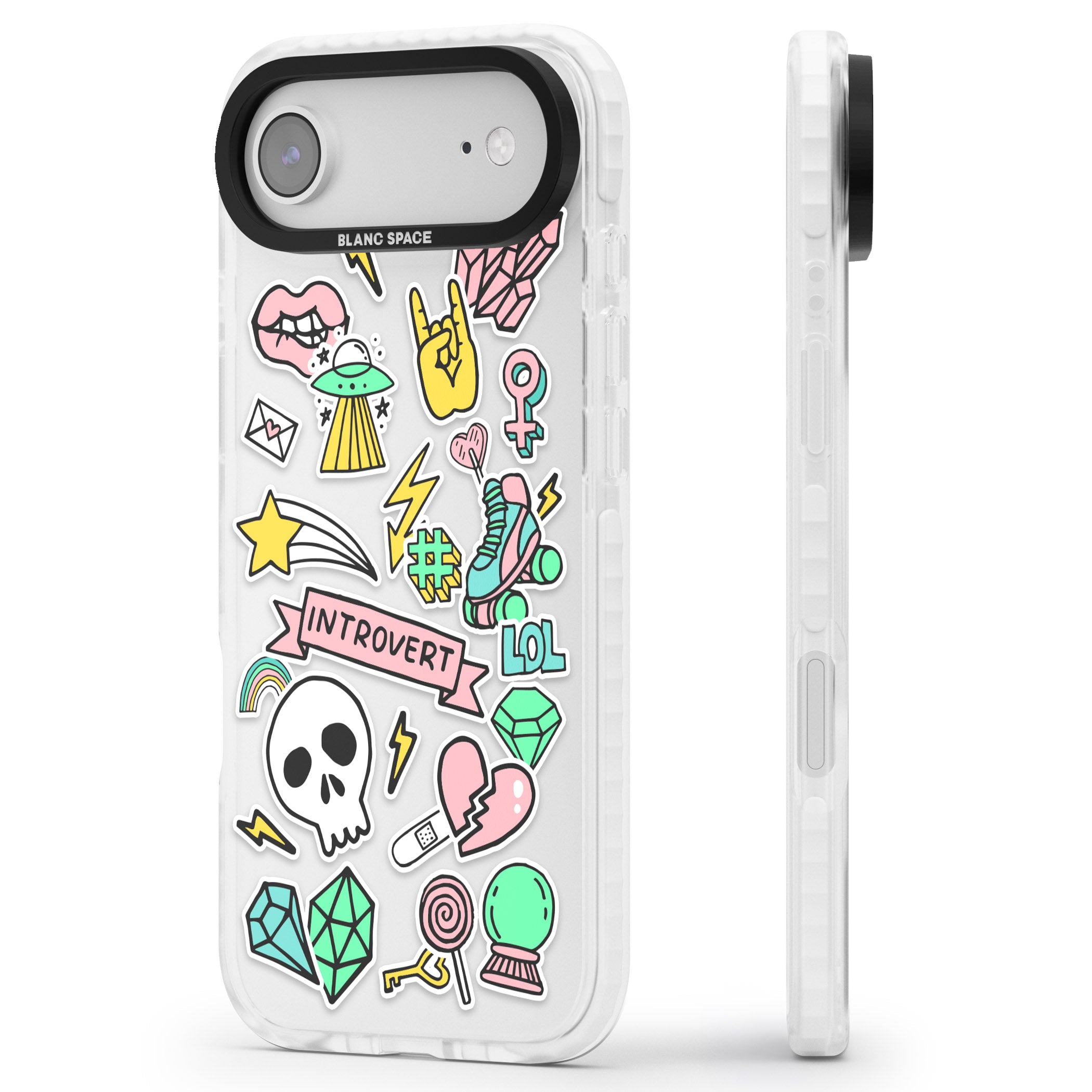 Introvert Sticker iPhone 17 Air Impact Clear Phone Case Side Profile