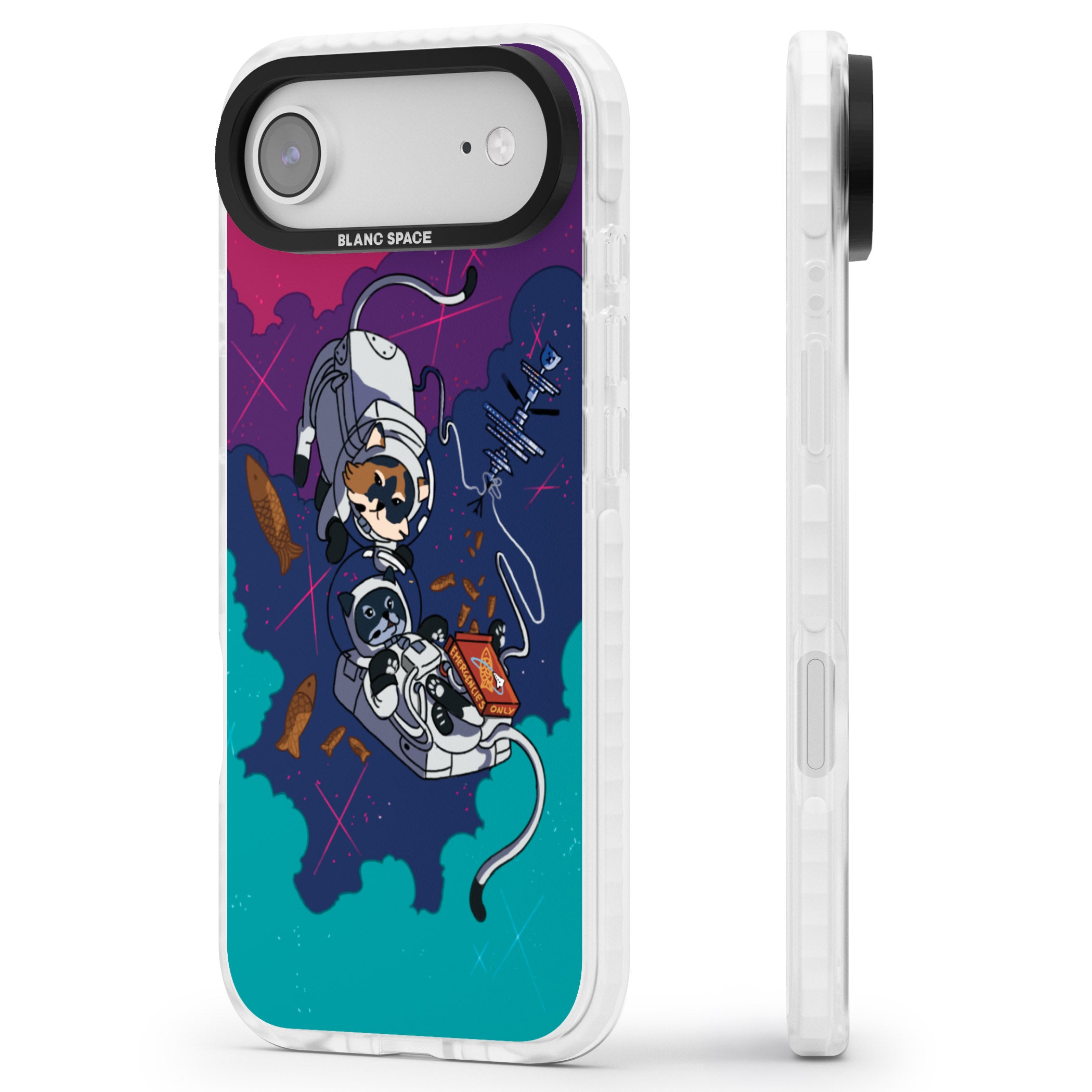 Cats In Space iPhone 17 Air Impact Clear Phone Case Side Profile