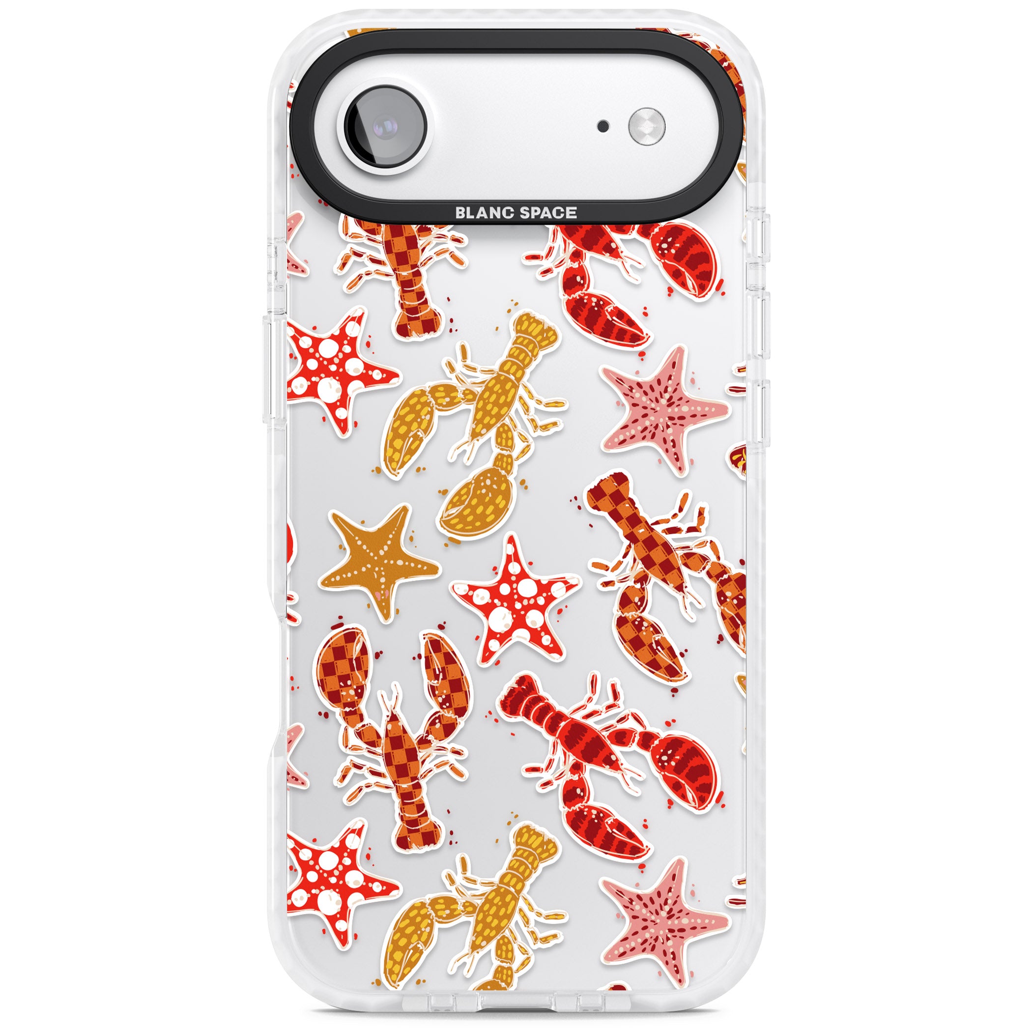 Lobster & Starfish Coastal Pattern iPhone 17 Air Impact Clear Phone Case