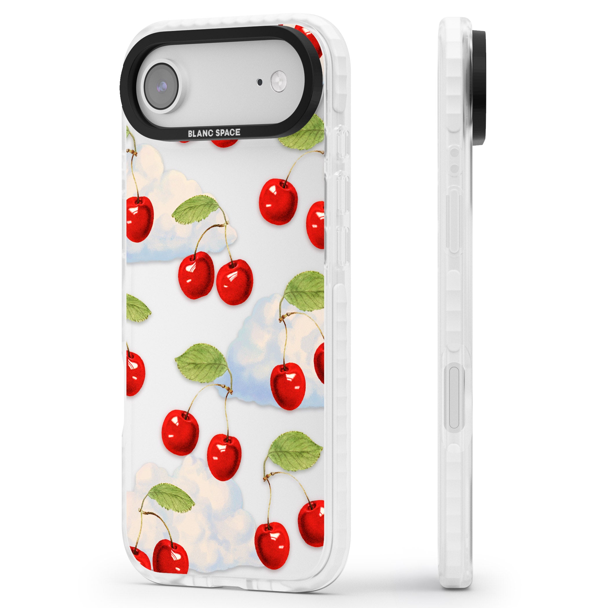 Vintage Cherries & Clouds iPhone 17 Air Impact Clear Phone Case Side Profile