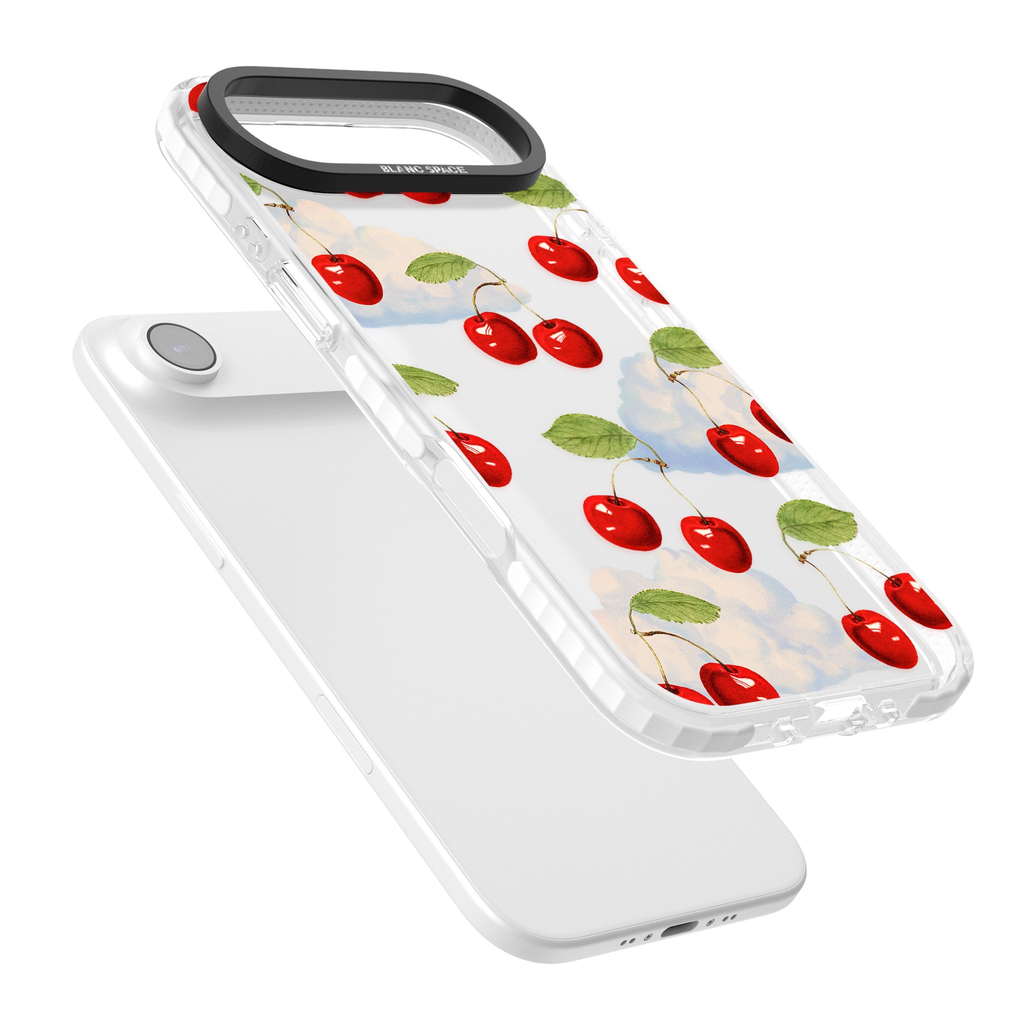 Vintage Cherries & Clouds iPhone 17 Air Impact Clear Phone Case Colours