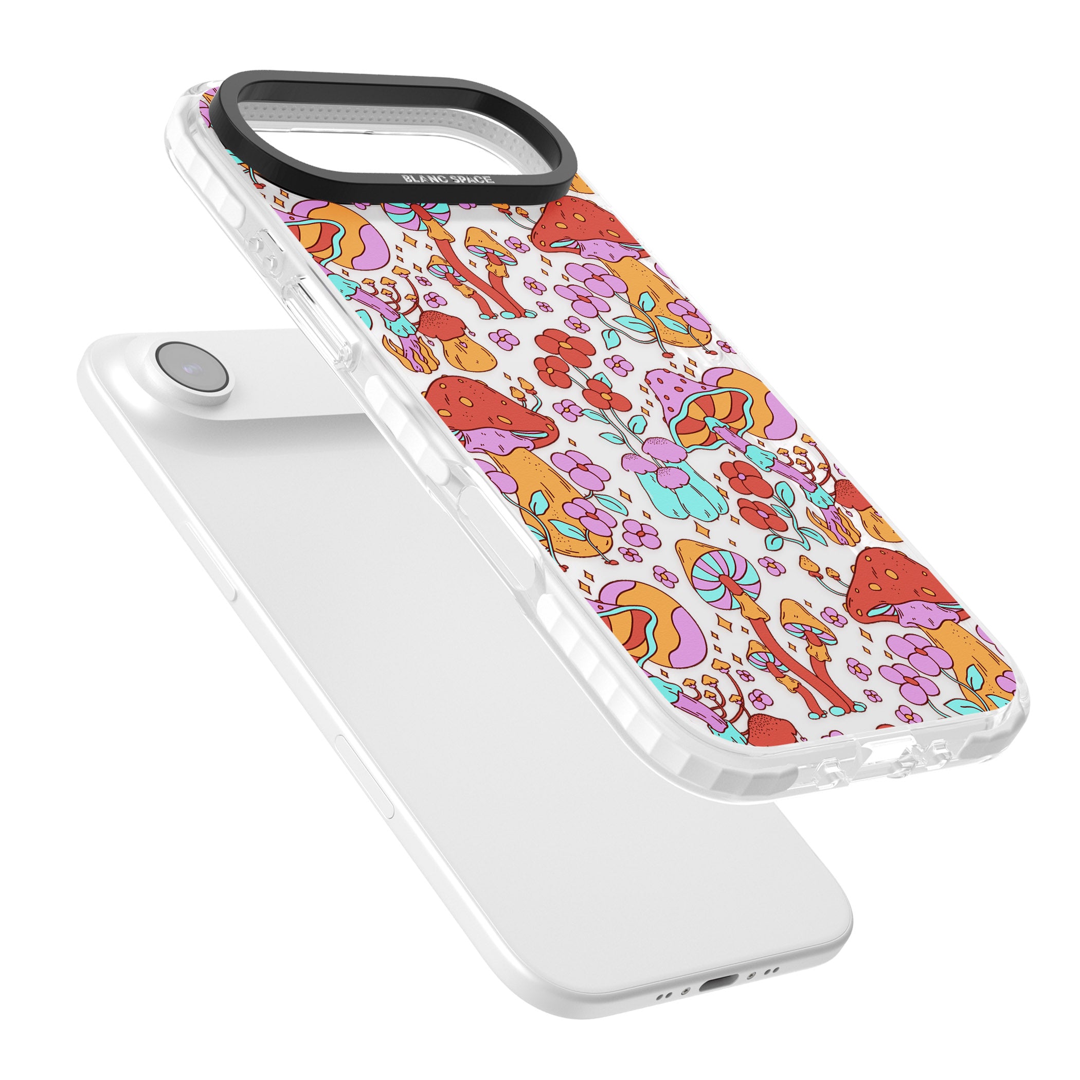 Psychedelic Flowers & Mushrooms iPhone 17 Air Impact Clear Phone Case Colours