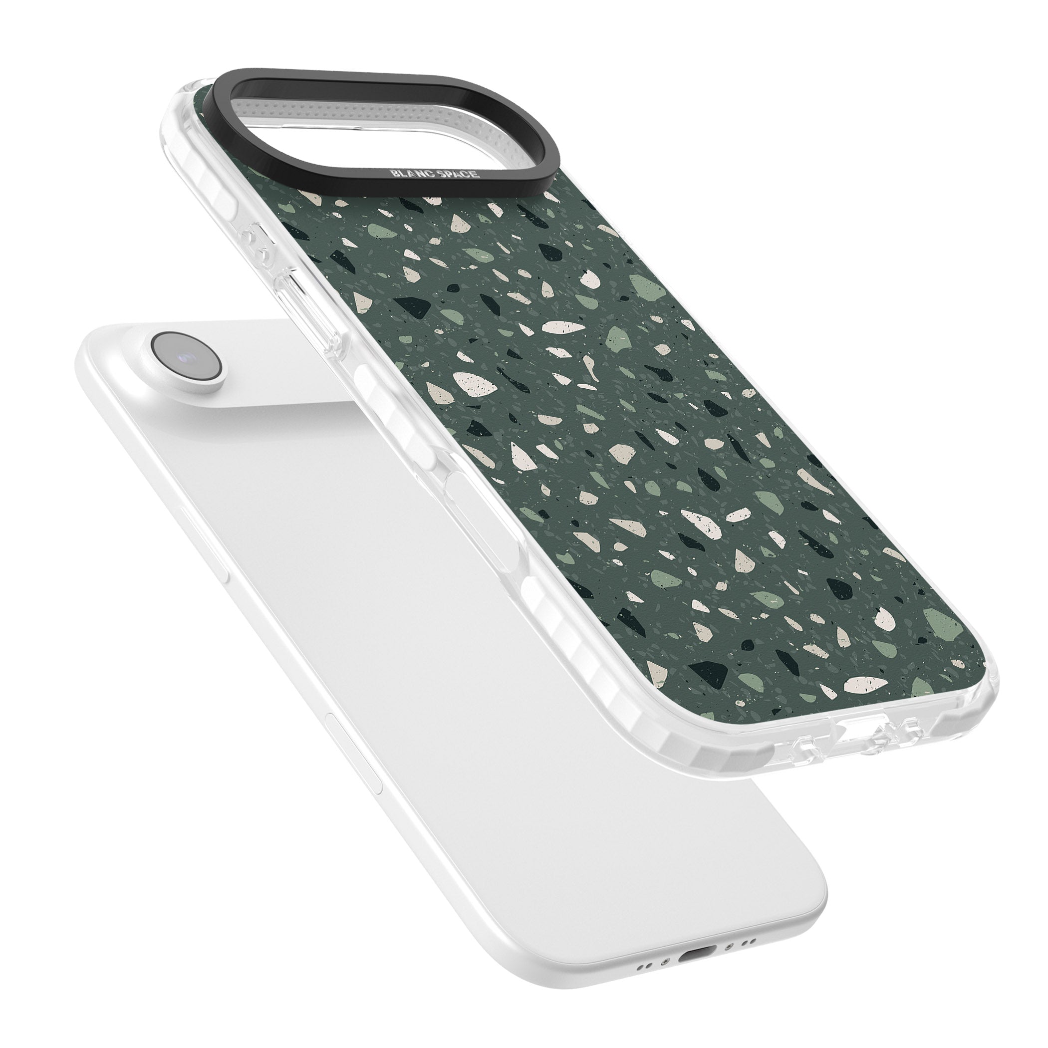 Green & Cream Terrazzo Pattern iPhone 17 Air Impact Clear Phone Case Colours