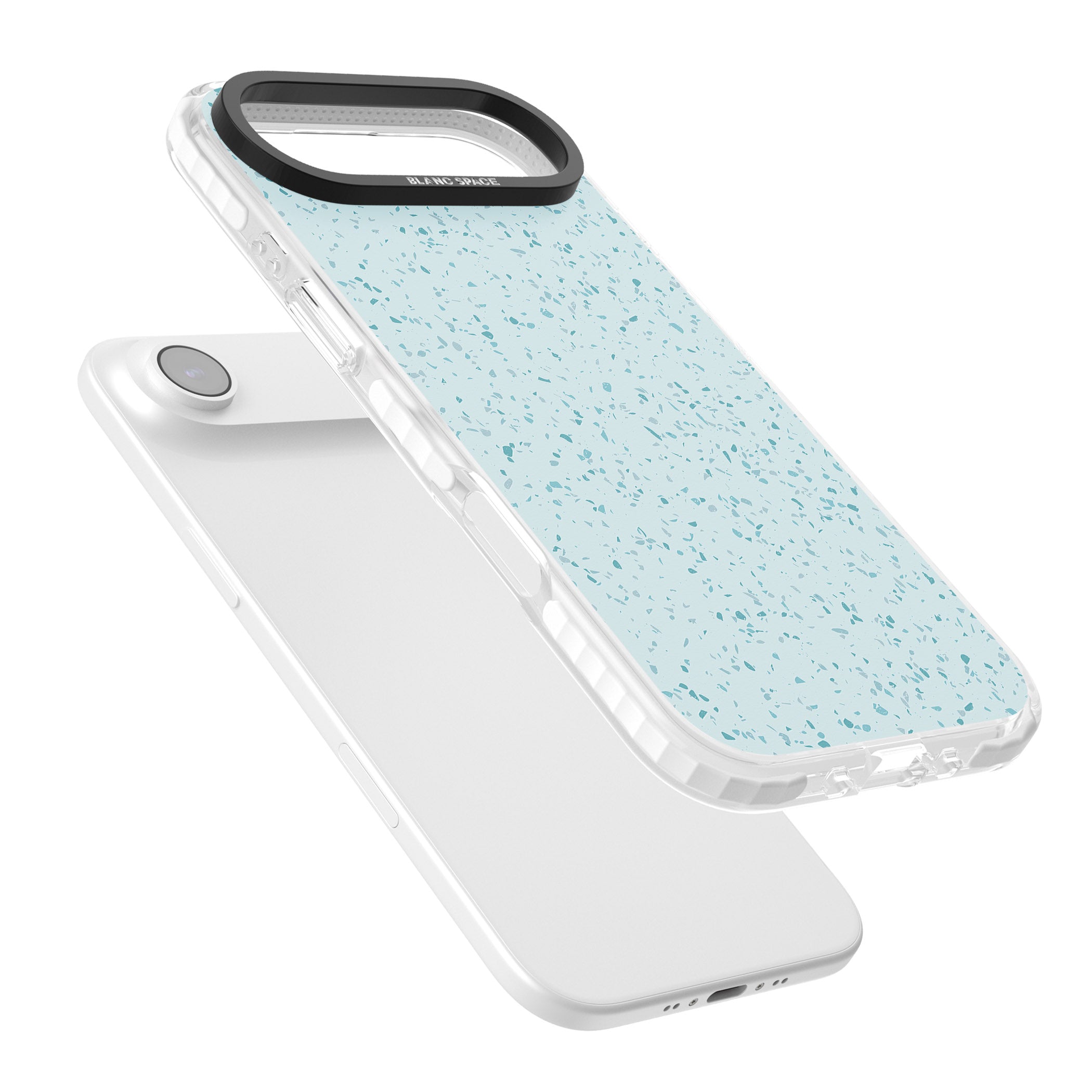 Light Blue Terrazzo Pattern iPhone 17 Air Impact Clear Phone Case Colours