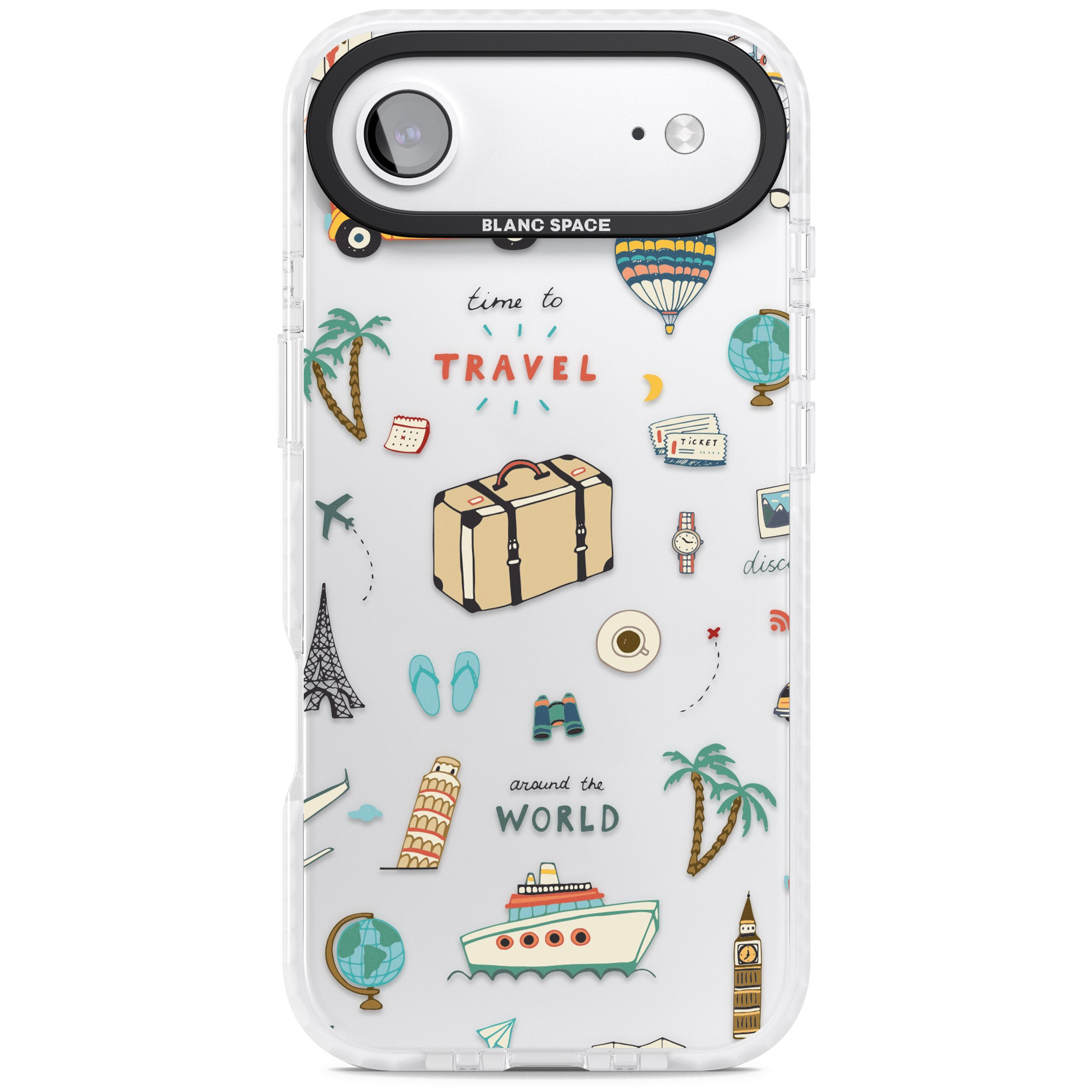 Cute Travel Pattern Transparent iPhone 17 Air Impact Clear Phone Case