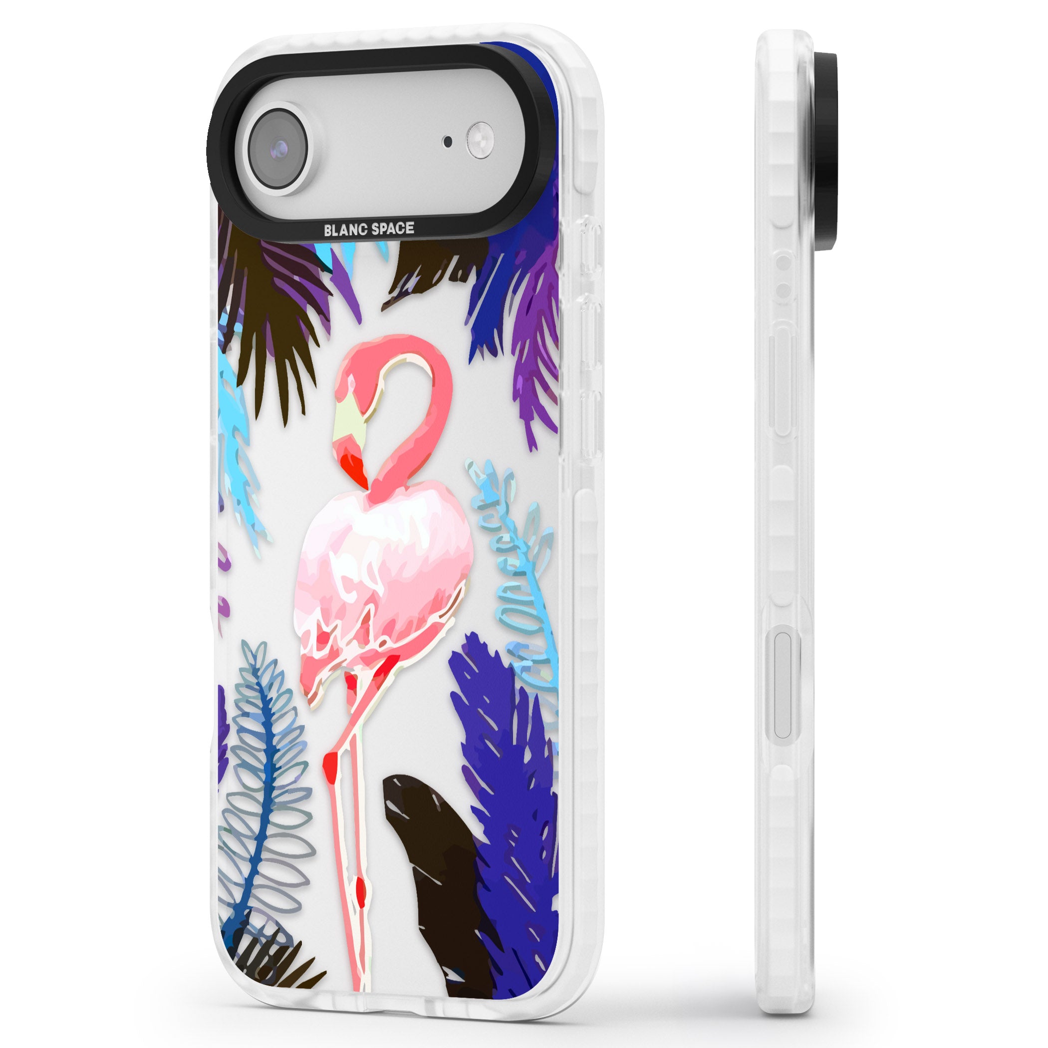 Tropical Flamingo iPhone 17 Air Impact Clear Phone Case Side Profile