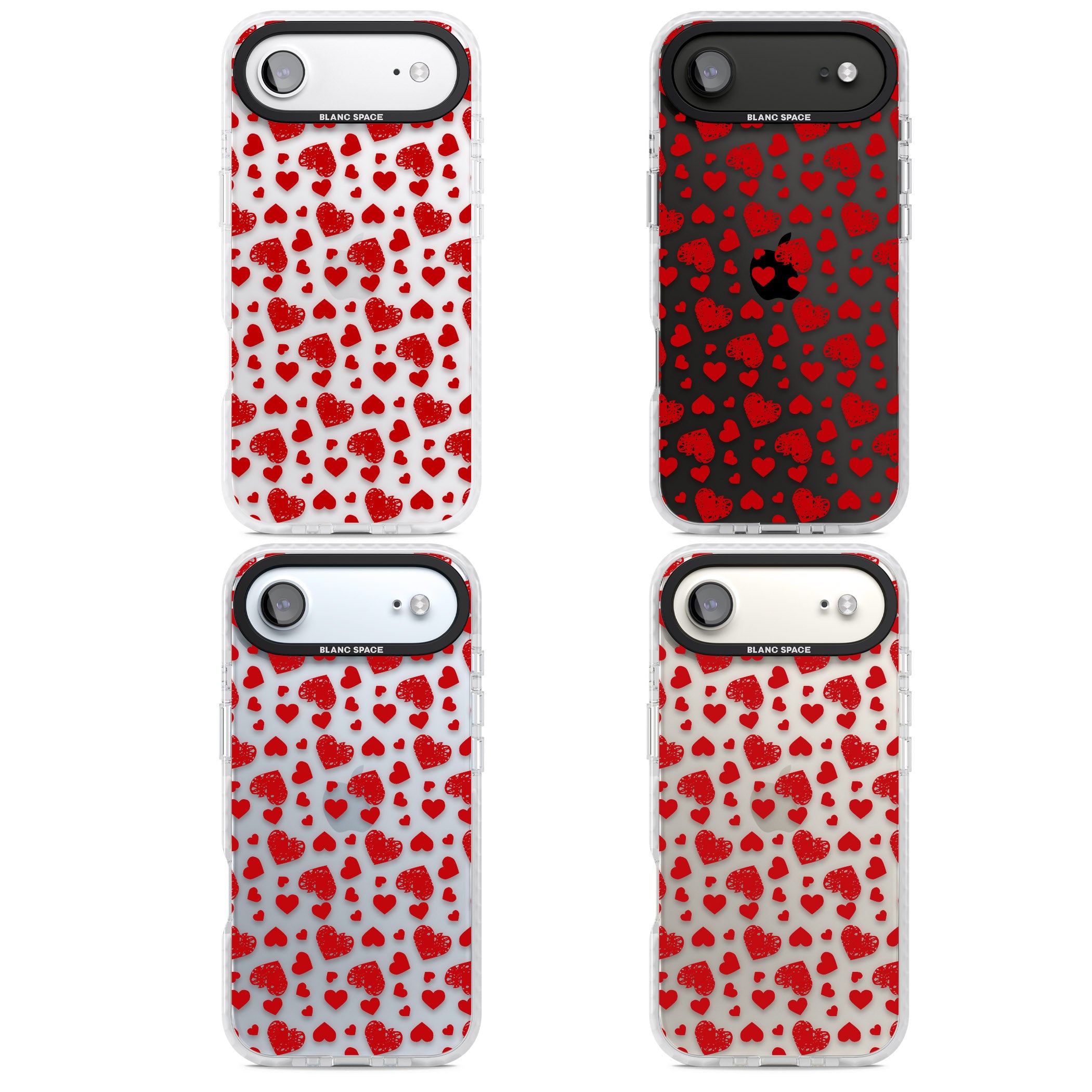 Red Heart Pattern Classic iPhone 17 Air Impact Clear Phone Case APT Impact Protection