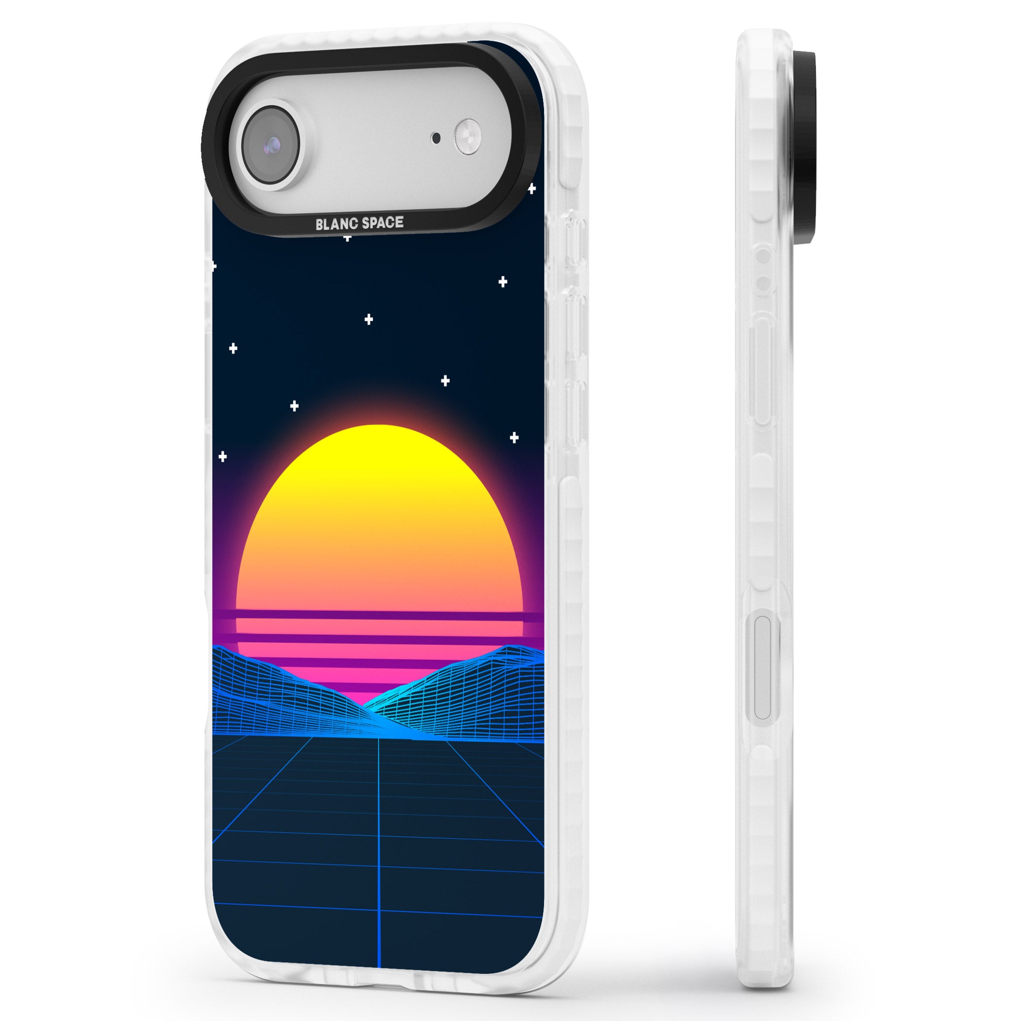 Retro Sunset Vaporwave iPhone 17 Air Impact Clear Phone Case Side Profile