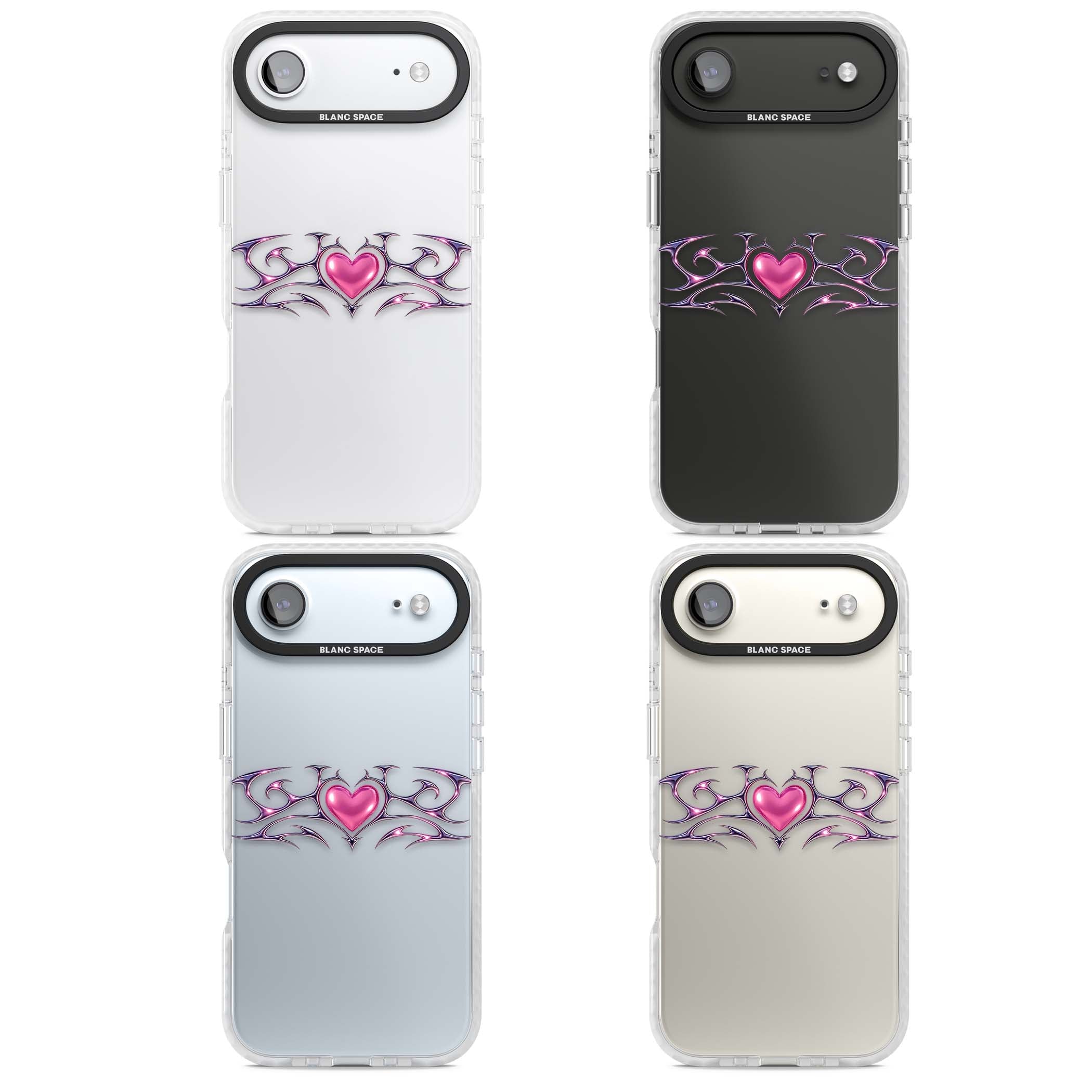 Pink Chrome Heart y2k iPhone case | Black Impact case for iPhone Air