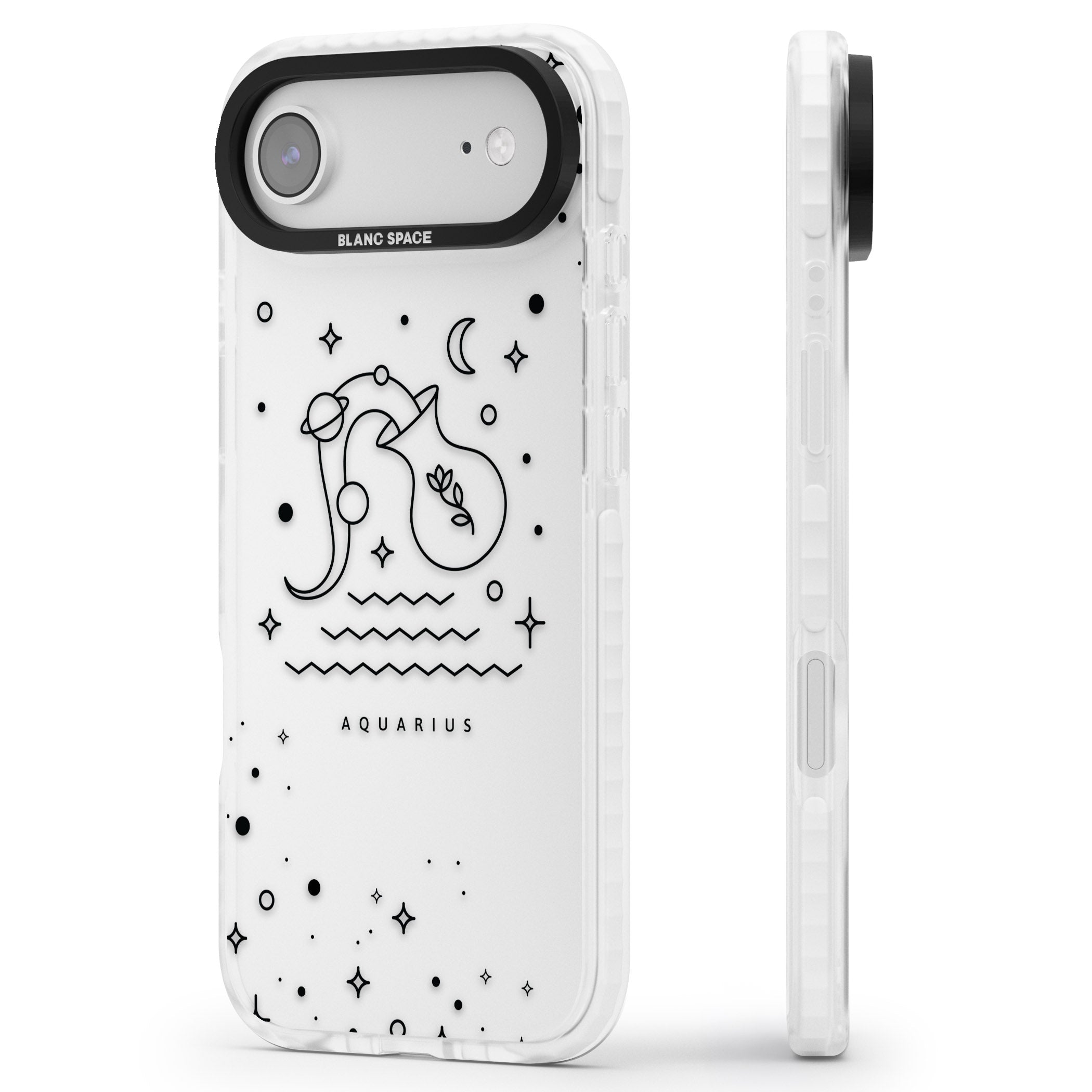 Aquarius Zodiac Symbol iPhone 17 Air Impact Clear Phone Case Side Profile