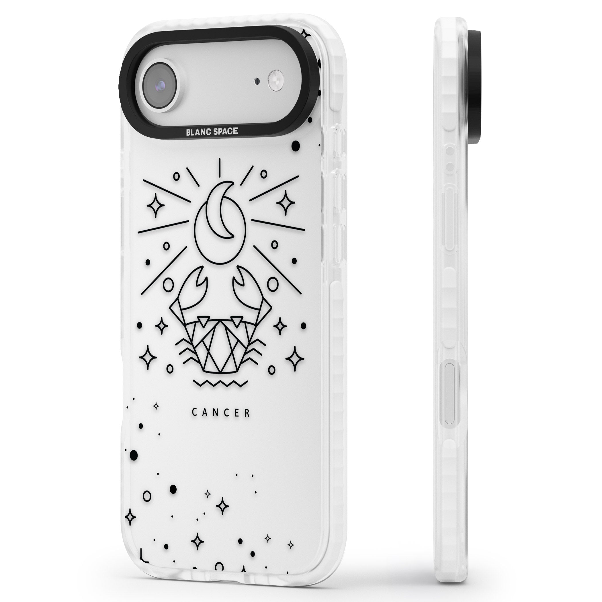 Zodiac Cancer Moon iPhone 17 Air Impact Clear Phone Case Side Profile