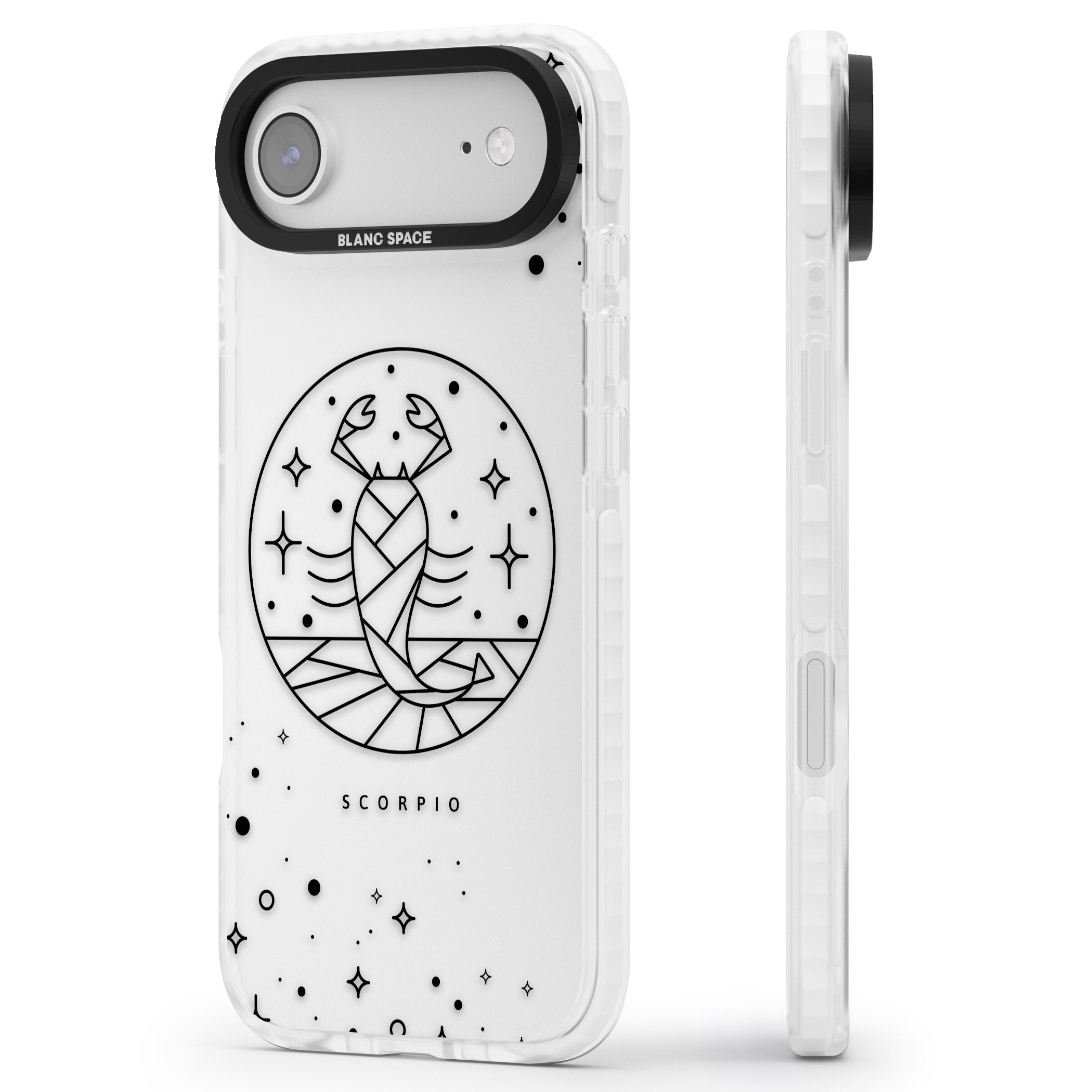 Scorpio Emblem Cosmic Design iPhone 17 Air Impact Clear Phone Case Side Profile
