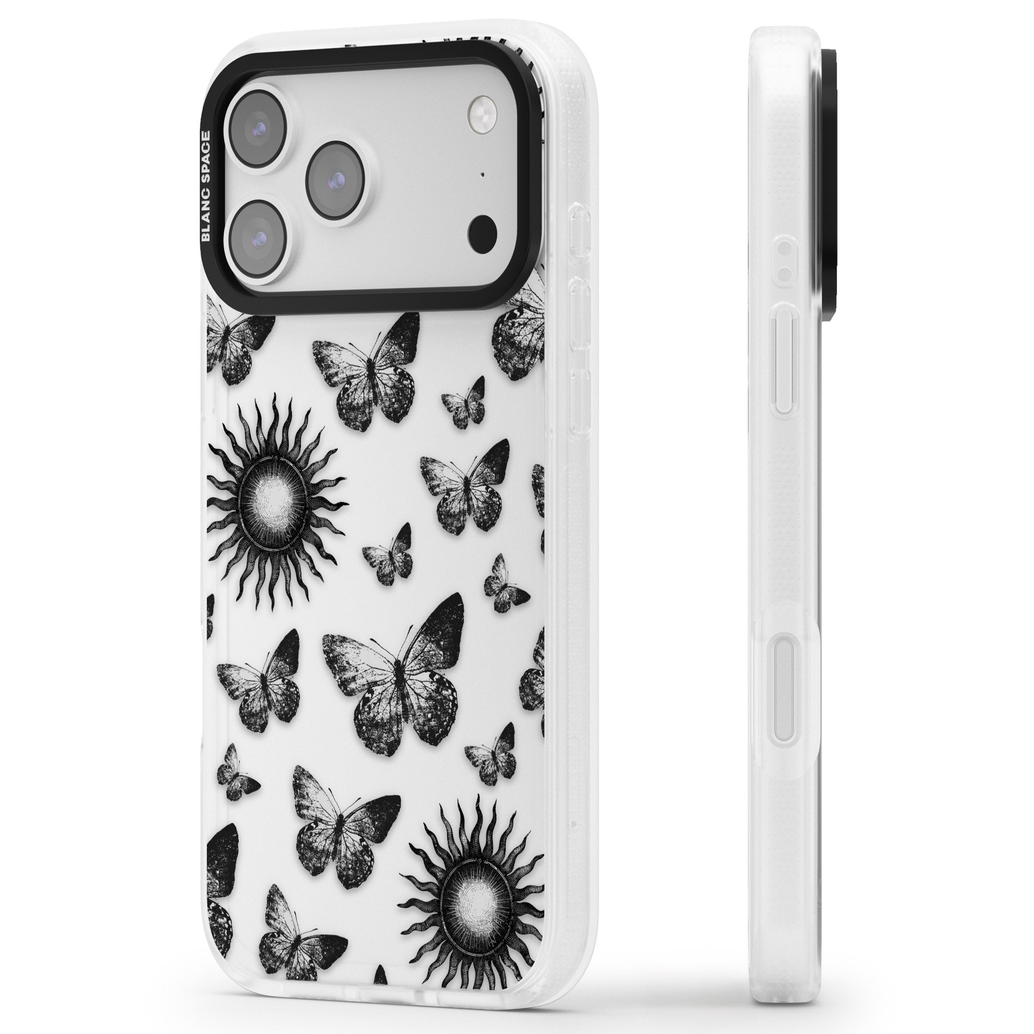 Butterflies Suns iPhone 17 Pro Impact Air Clear Phone Case Side Profile