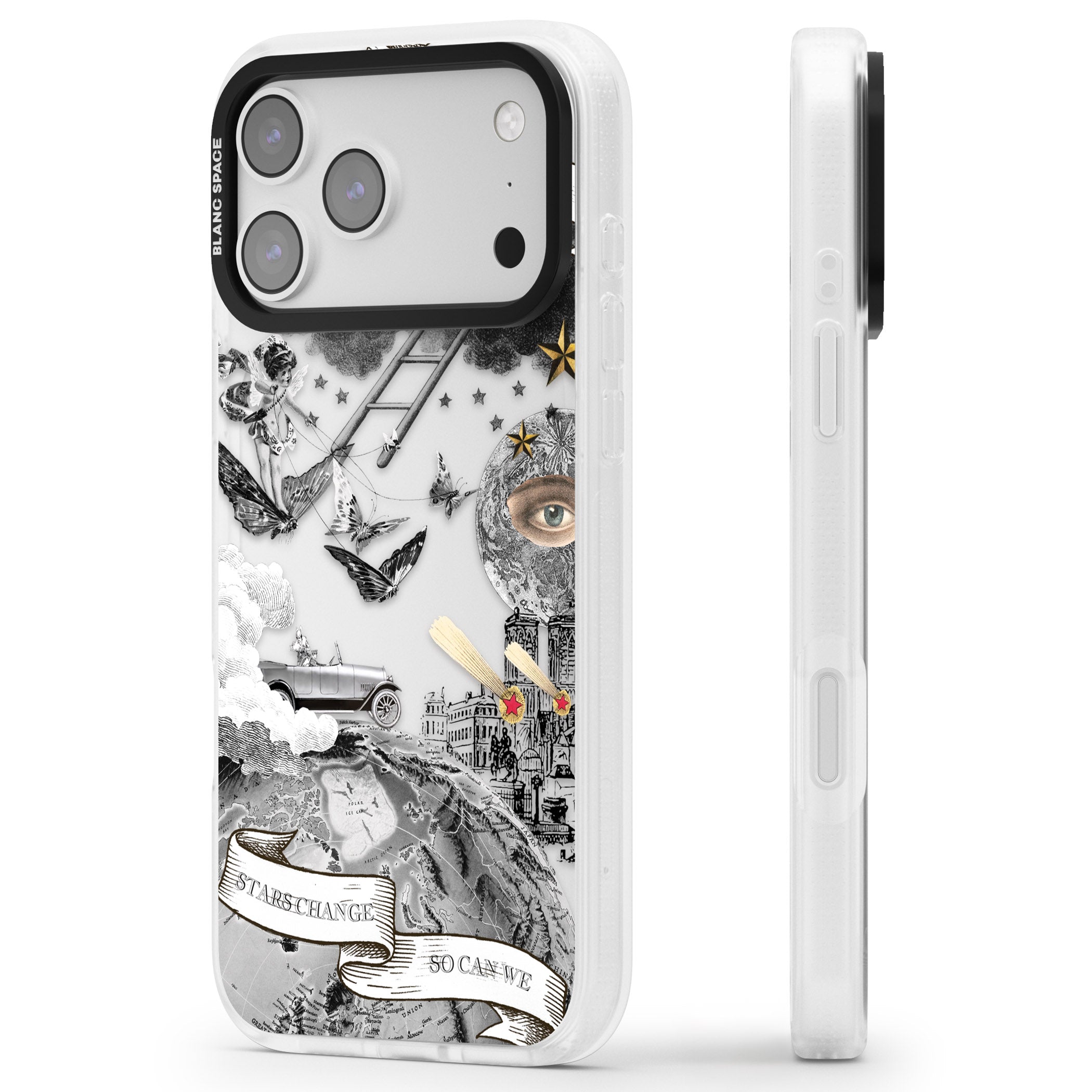 Stars Change So Can We iPhone 17 Pro Impact Air Clear Phone Case Side Profile