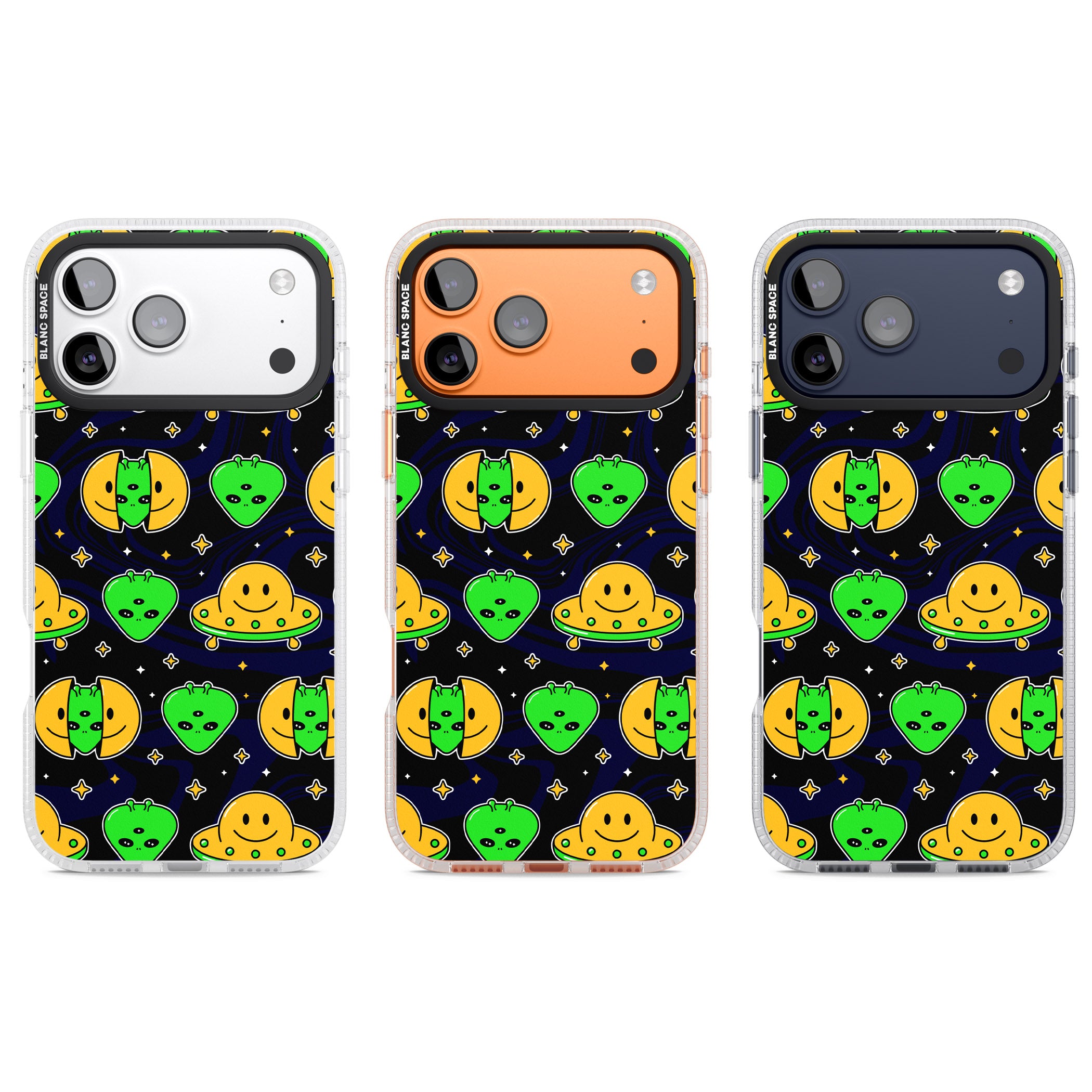 Alien Head Pattern iPhone 17 Pro Impact Air Clear Phone Case APT Impact Protection