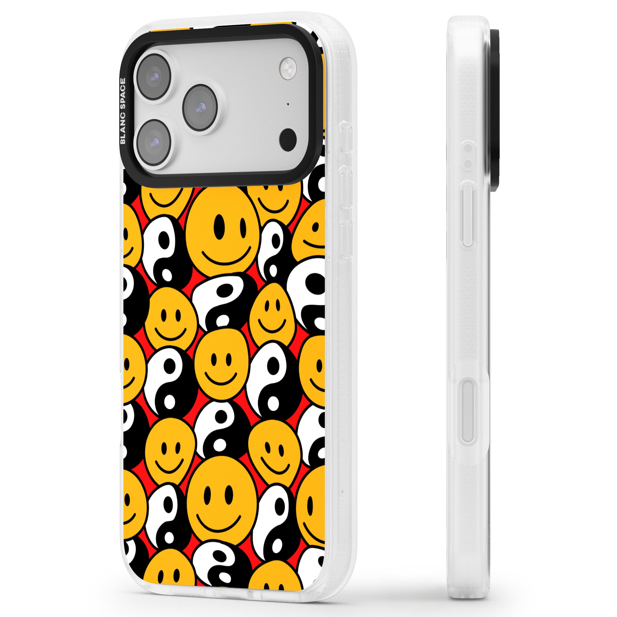 Yin Yang & Faces iPhone 17 Pro Impact Air Clear Phone Case Side Profile