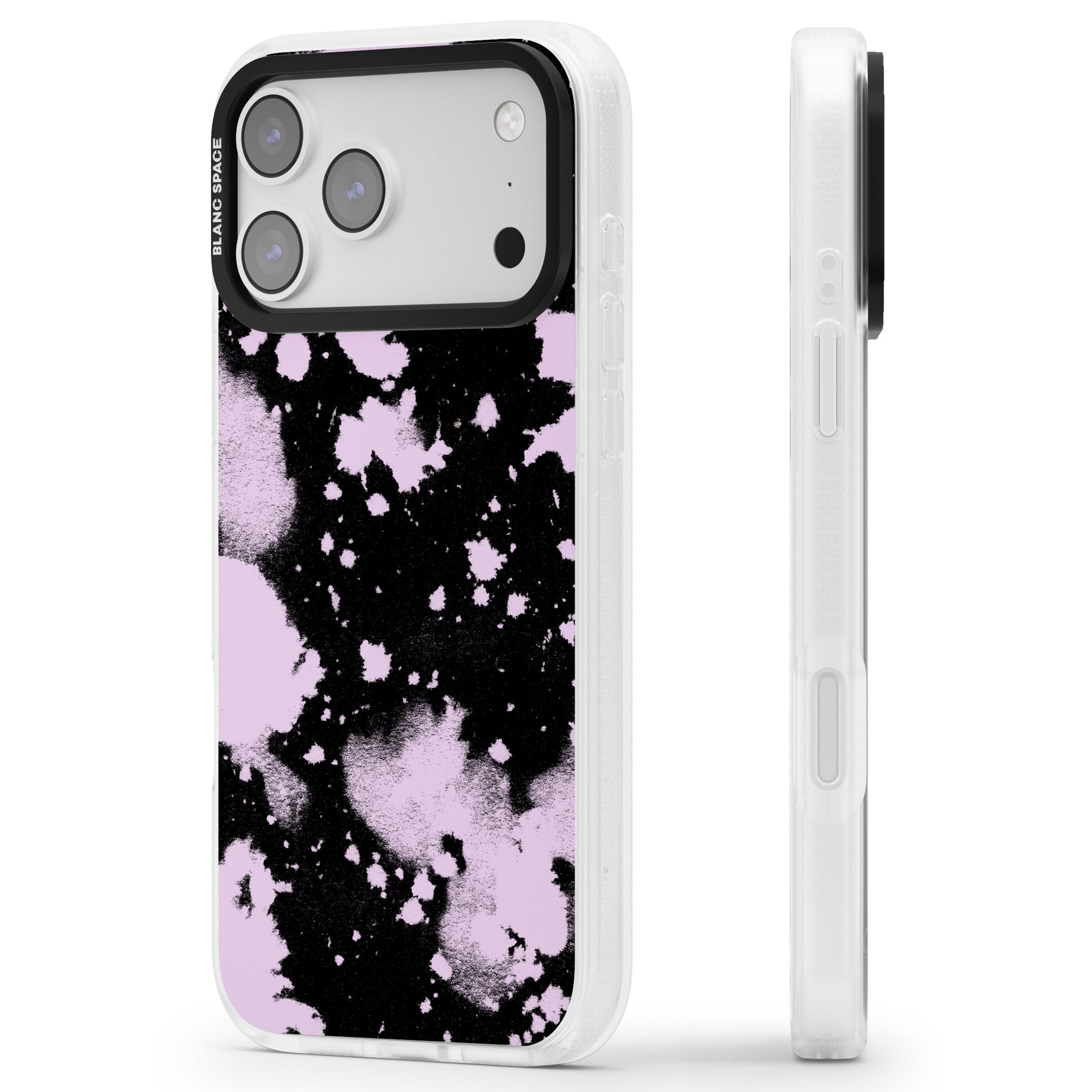 Pink & Black Acid Wash Tie Dye iPhone 17 Pro Impact Air Clear Phone Case Side Profile