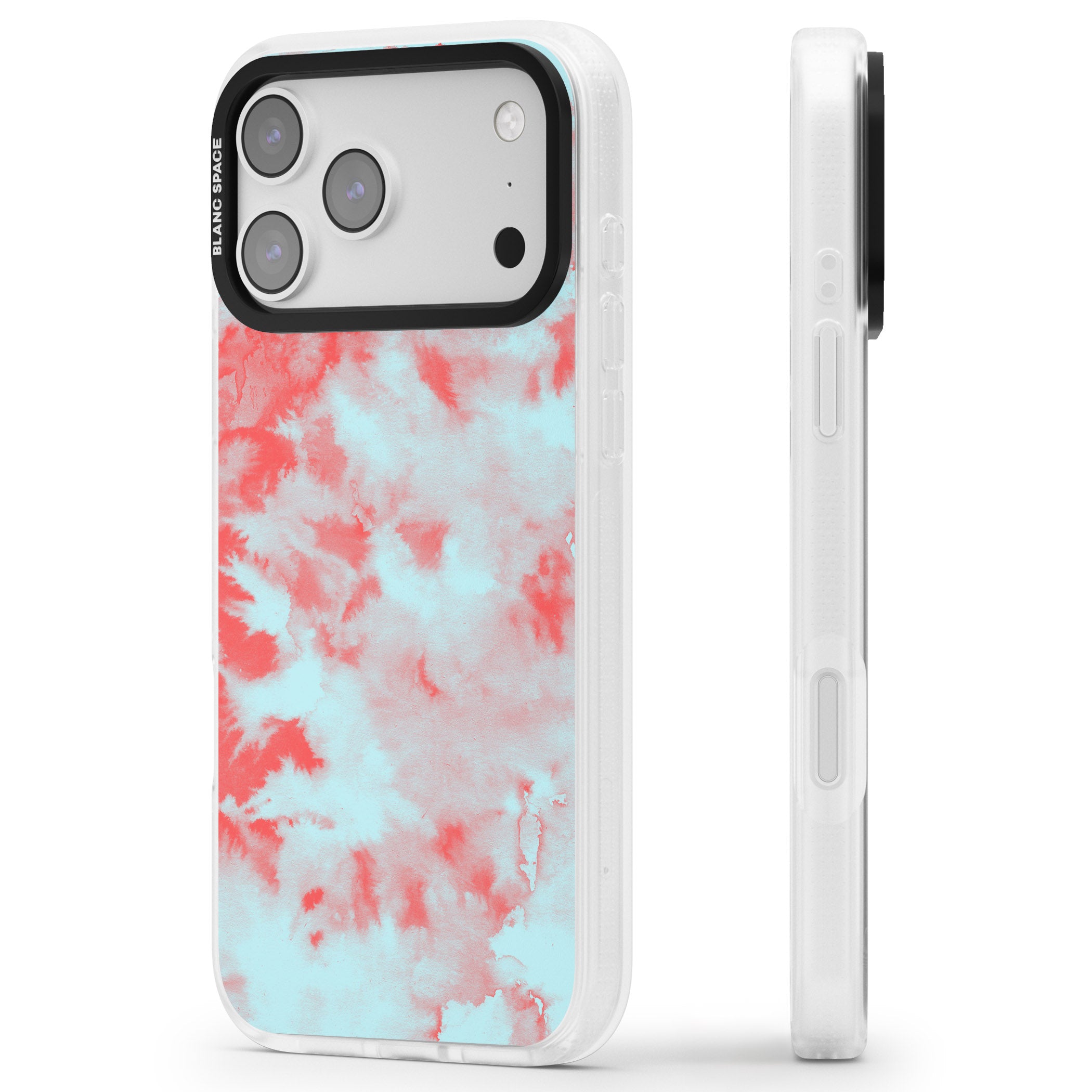 Red & Blue Acid Cloud iPhone 17 Pro Impact Air Clear Phone Case Side Profile