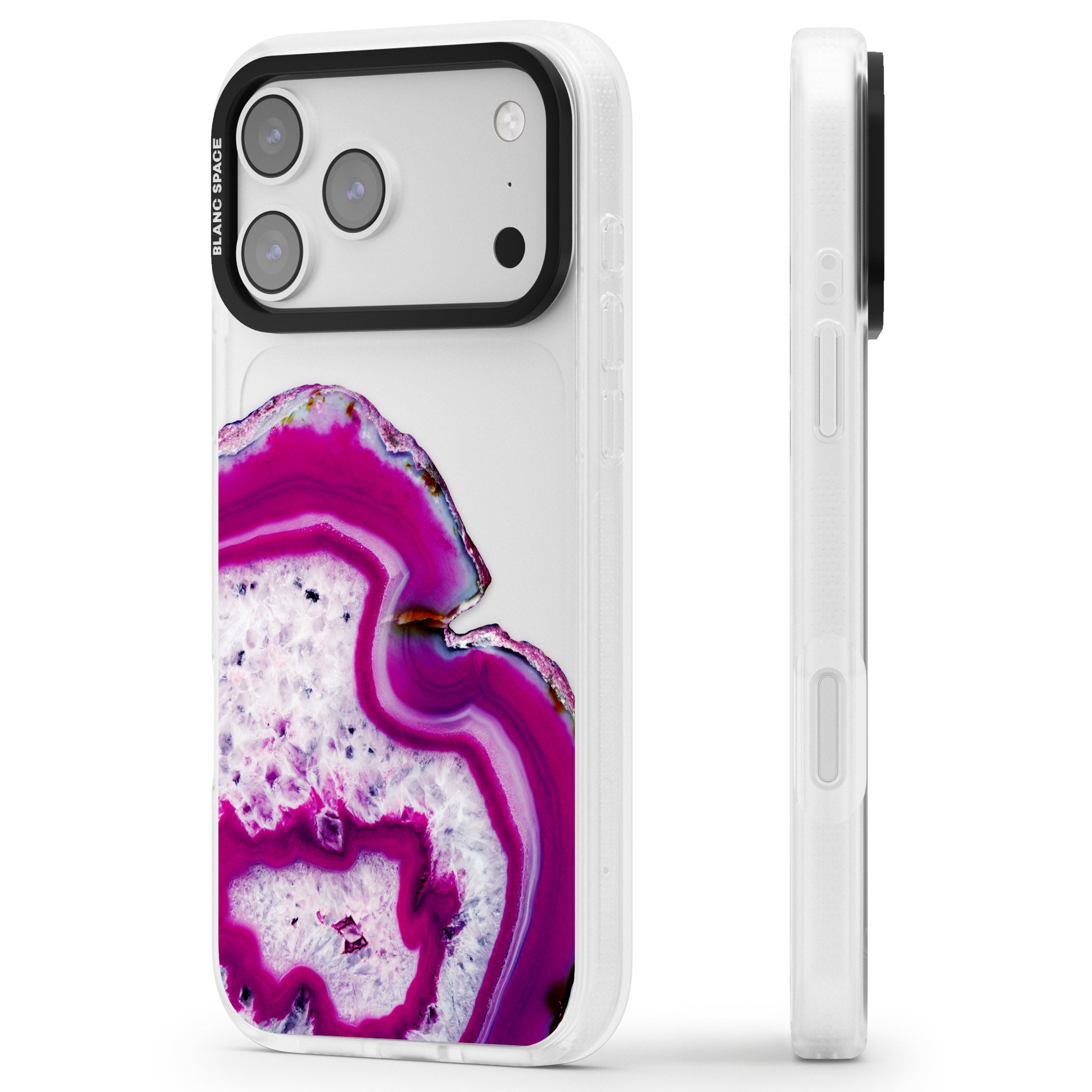Violet Crystal Agate iPhone 17 Pro Impact Air Clear Phone Case Side Profile