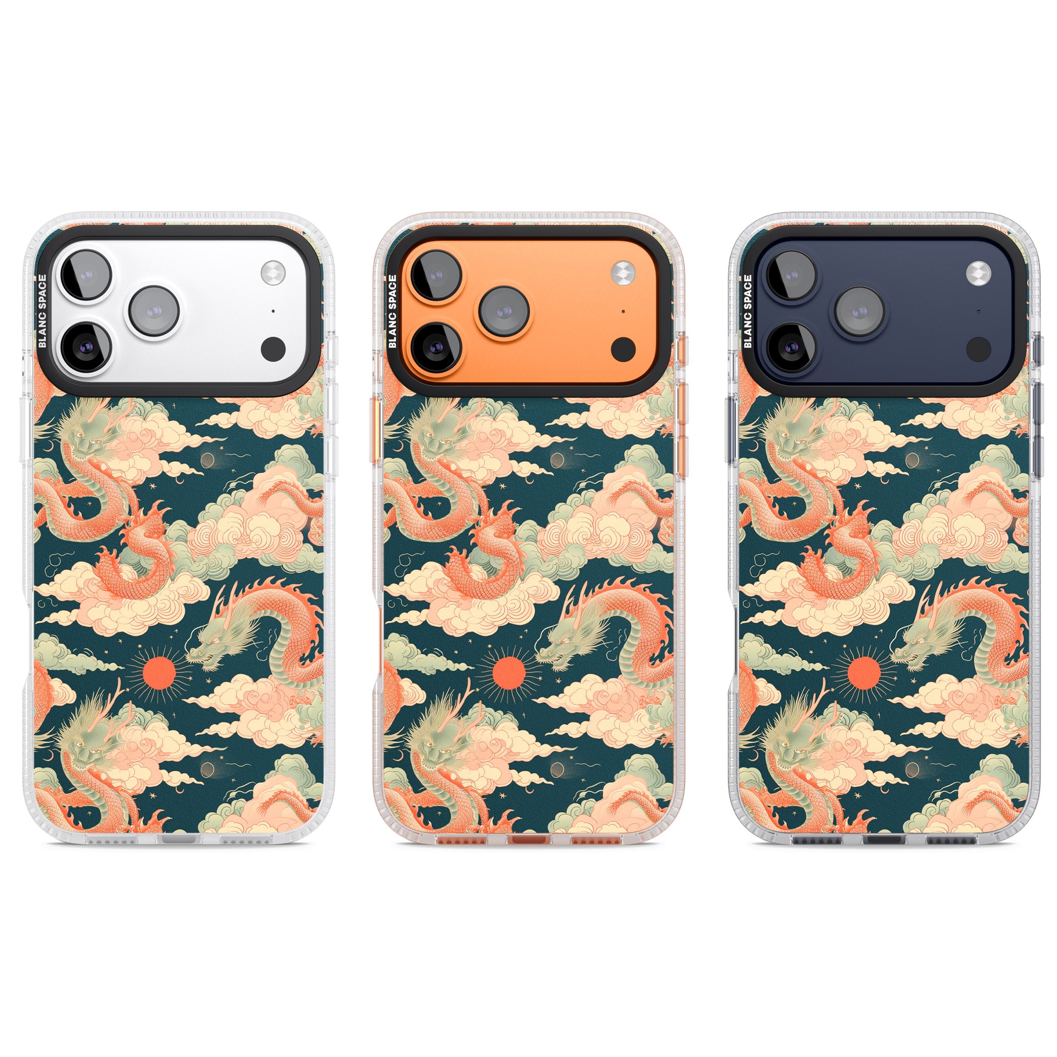 Chinese Dragons Clouds iPhone 17 Pro Impact Air Clear Phone Case APT Impact Protection