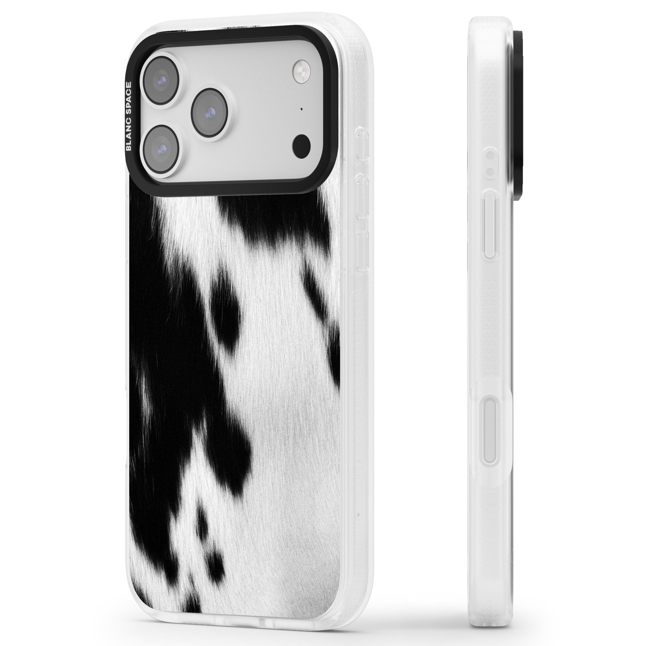 Designer Fashion Cowhide iPhone 17 Pro Impact Air Clear Phone Case Side Profile