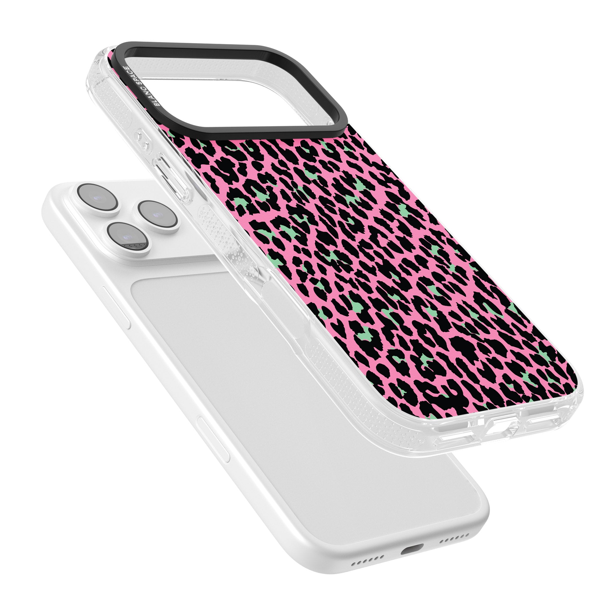 Pink & Green Leopard iPhone 17 Pro Impact Air Clear Phone Case Colours