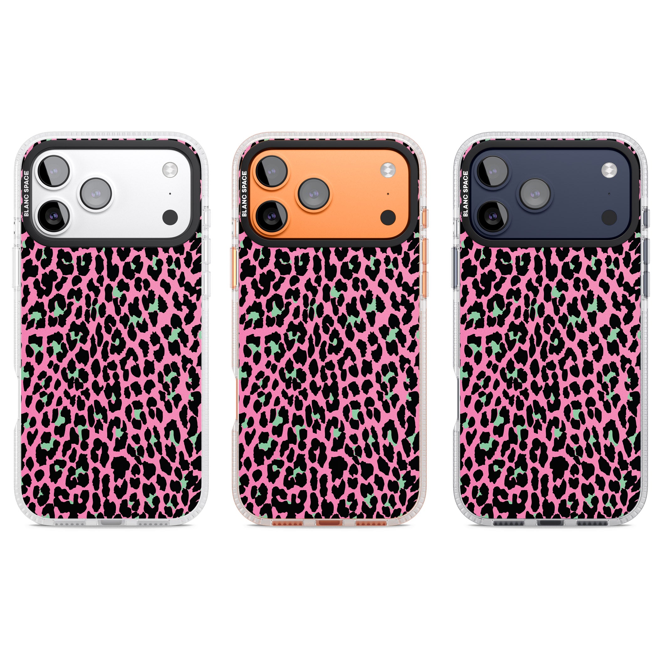Pink & Green Leopard iPhone 17 Pro Impact Air Clear Phone Case APT Impact Protection