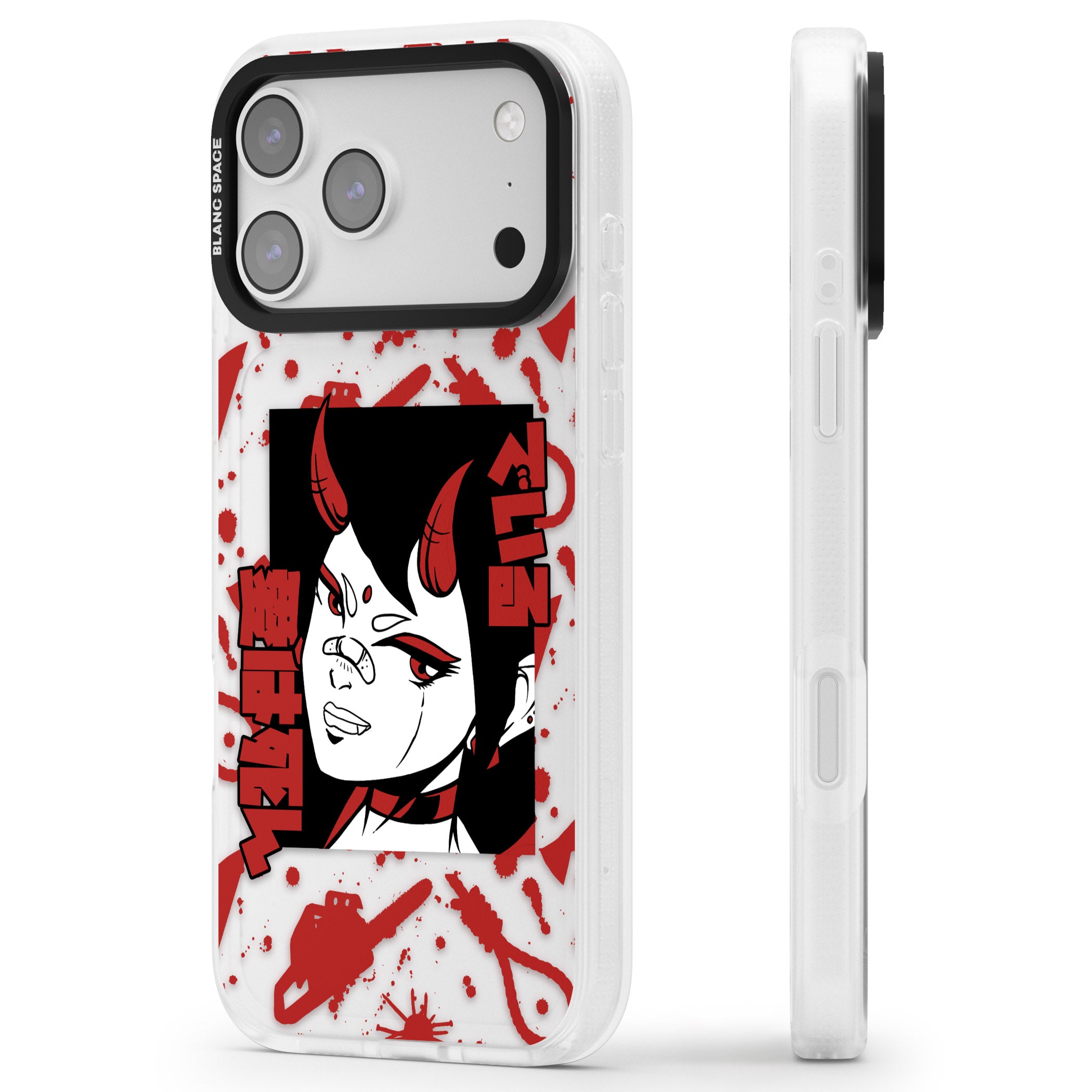 She'S A Devil iPhone 17 Pro Impact Air Clear Phone Case Side Profile
